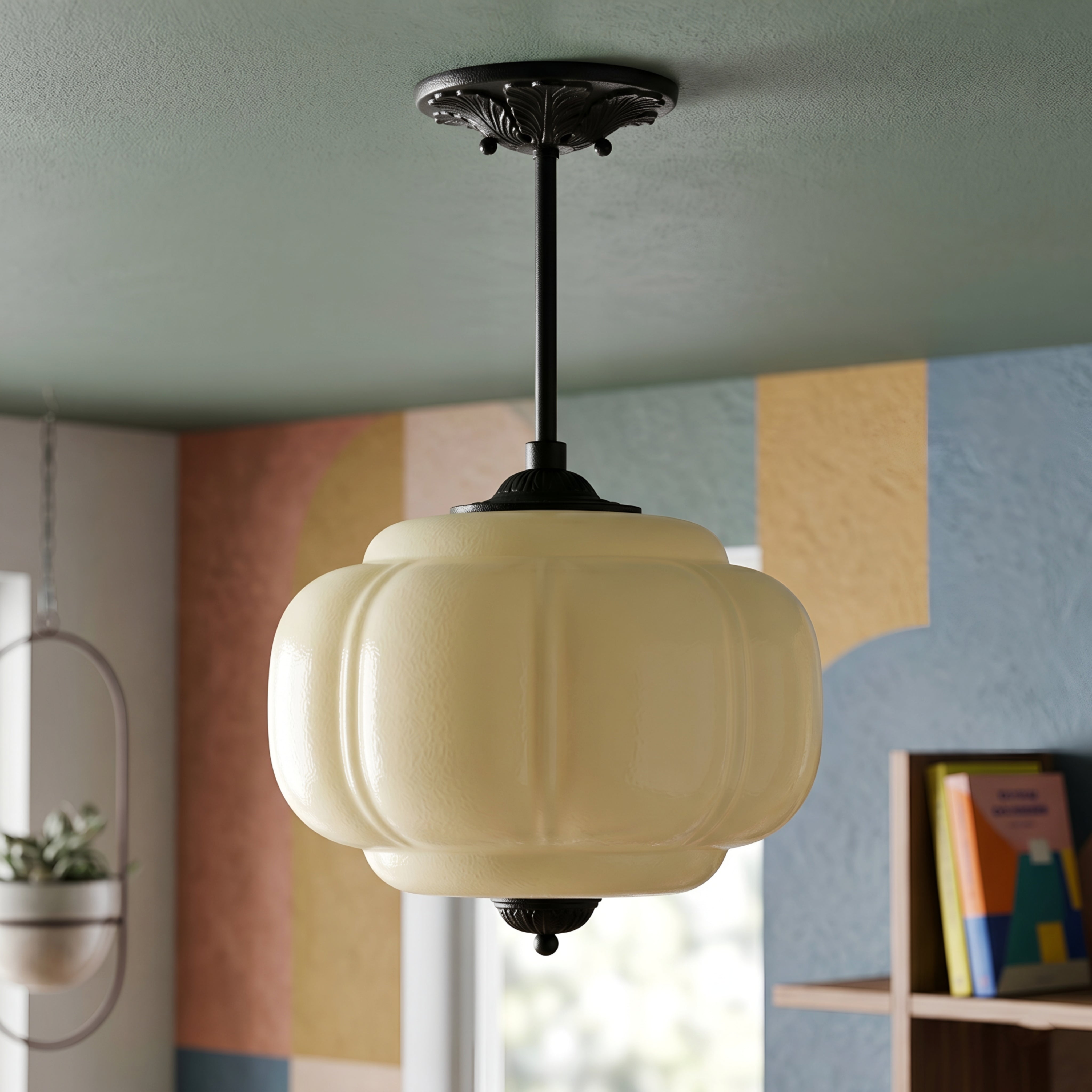Nimbra Cloud Semi-Flush Ceiling Light – White Glass Pendant Decorative Lighting Fixture Kitchen Bedroom