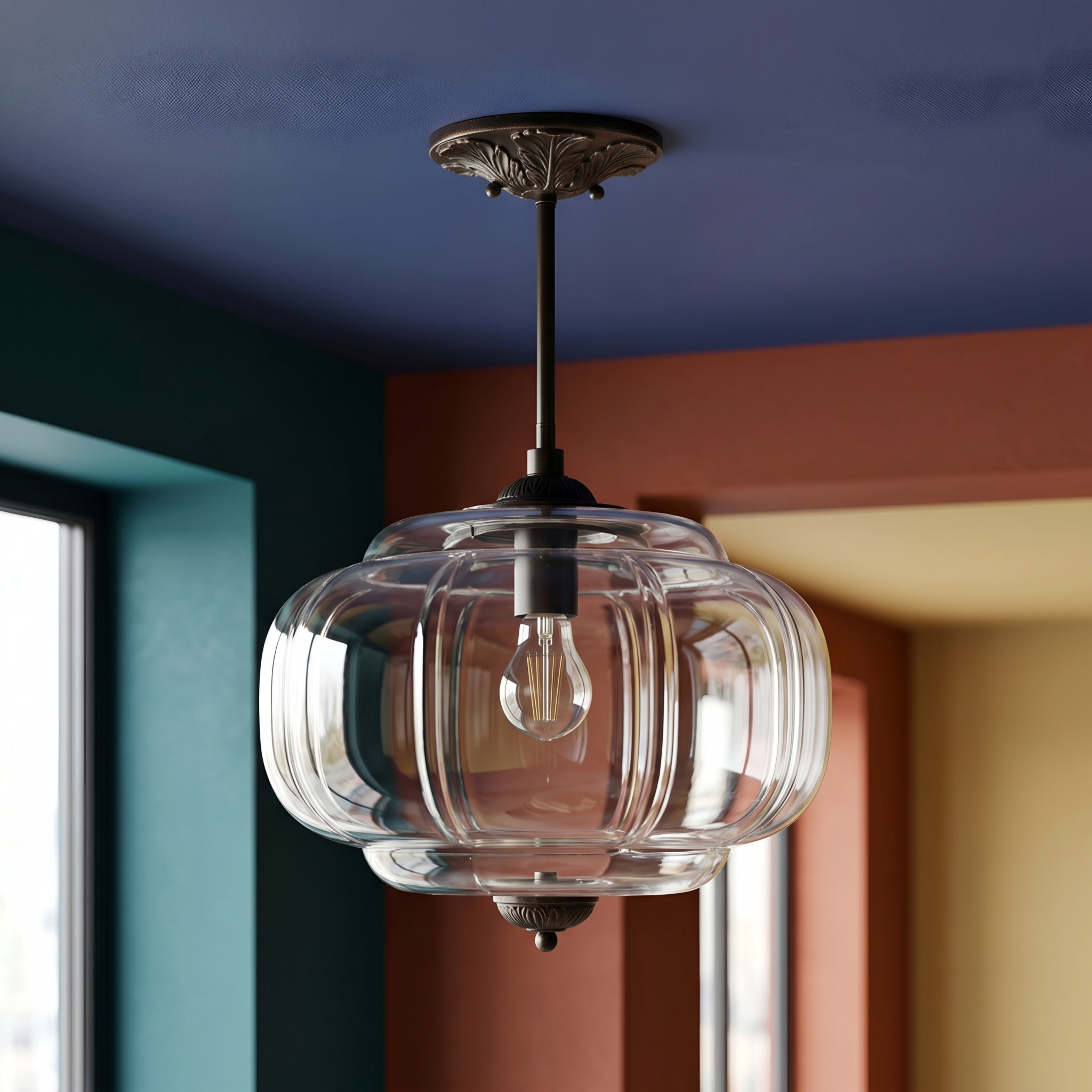 Nimbra Cloud Semi-Flush Ceiling Light – White Glass Pendant Decorative Lighting Fixture Kitchen Bedroom