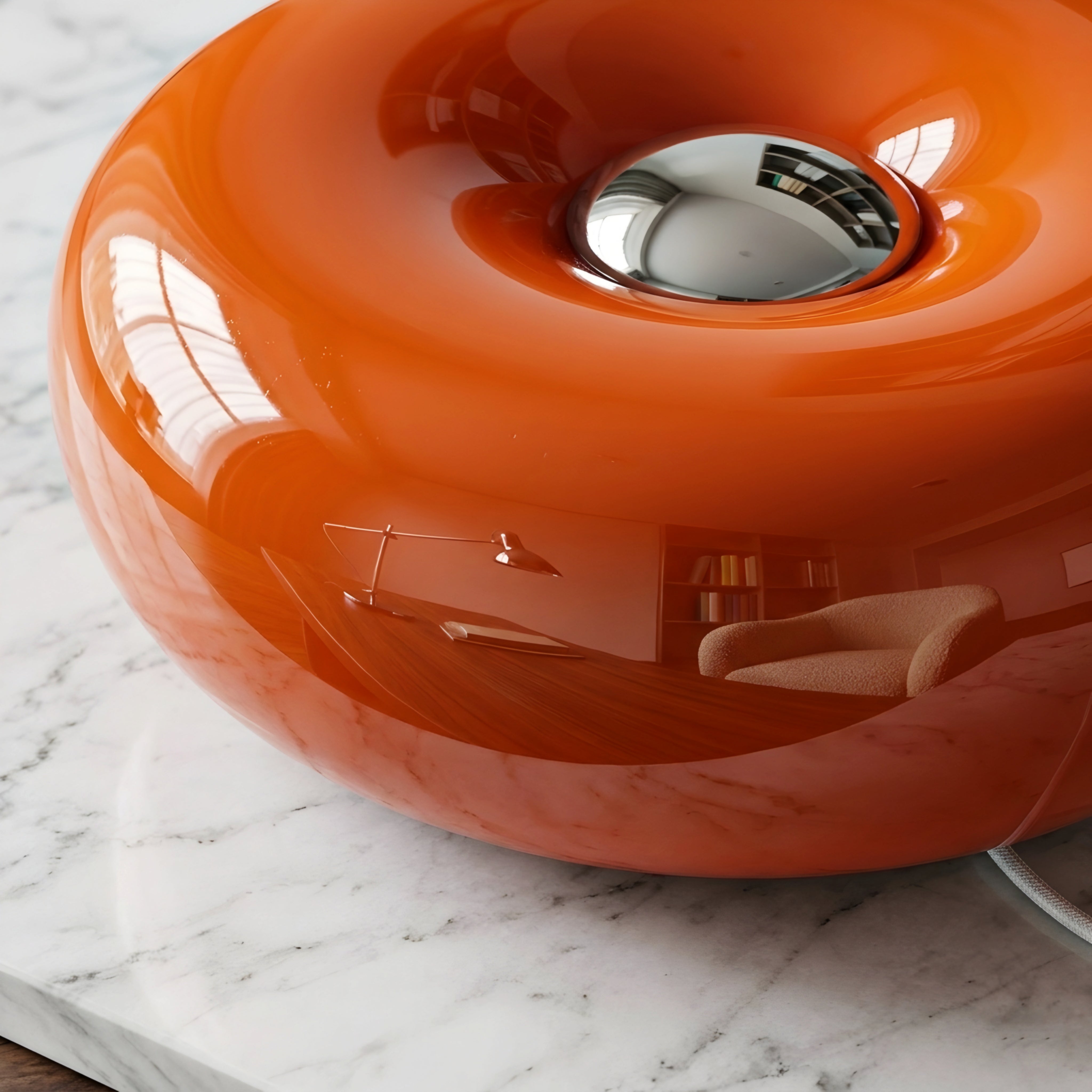 Velaro Donut Table Lamp – Modern Orange Glossy Decorative Lighting Living Room Bedroom