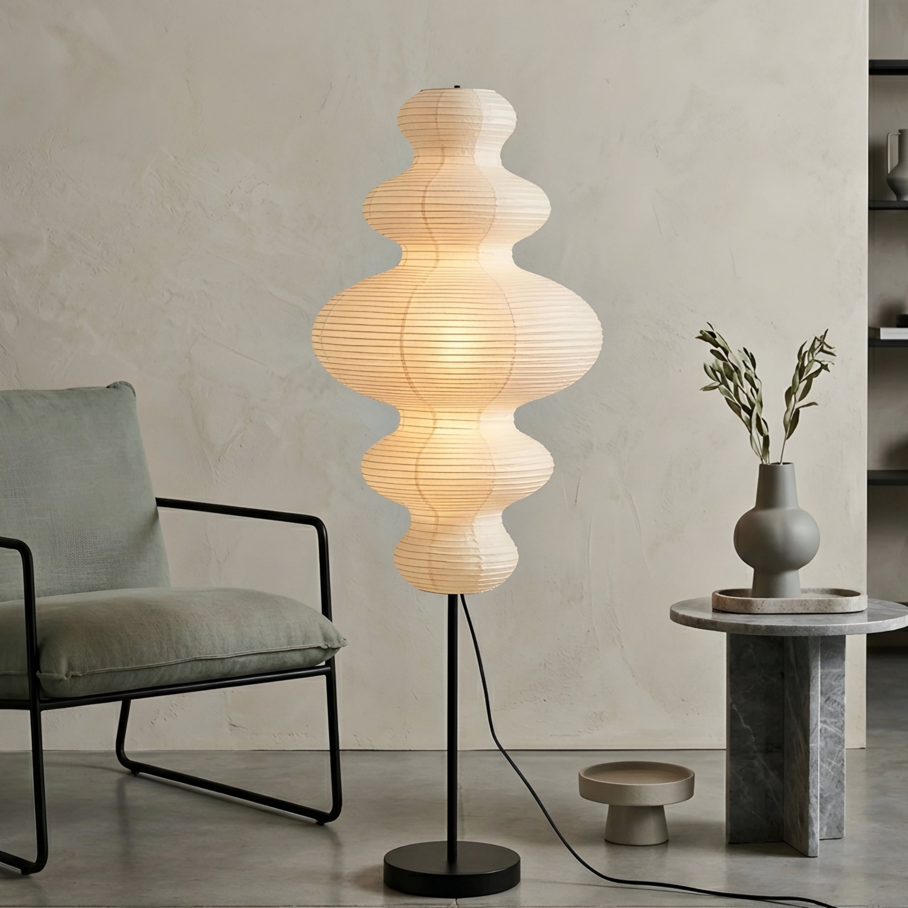 Stratum Tiered Floor Lamp – White Paper Lantern Standing Light Living Room Bedroom Decorative Lighting