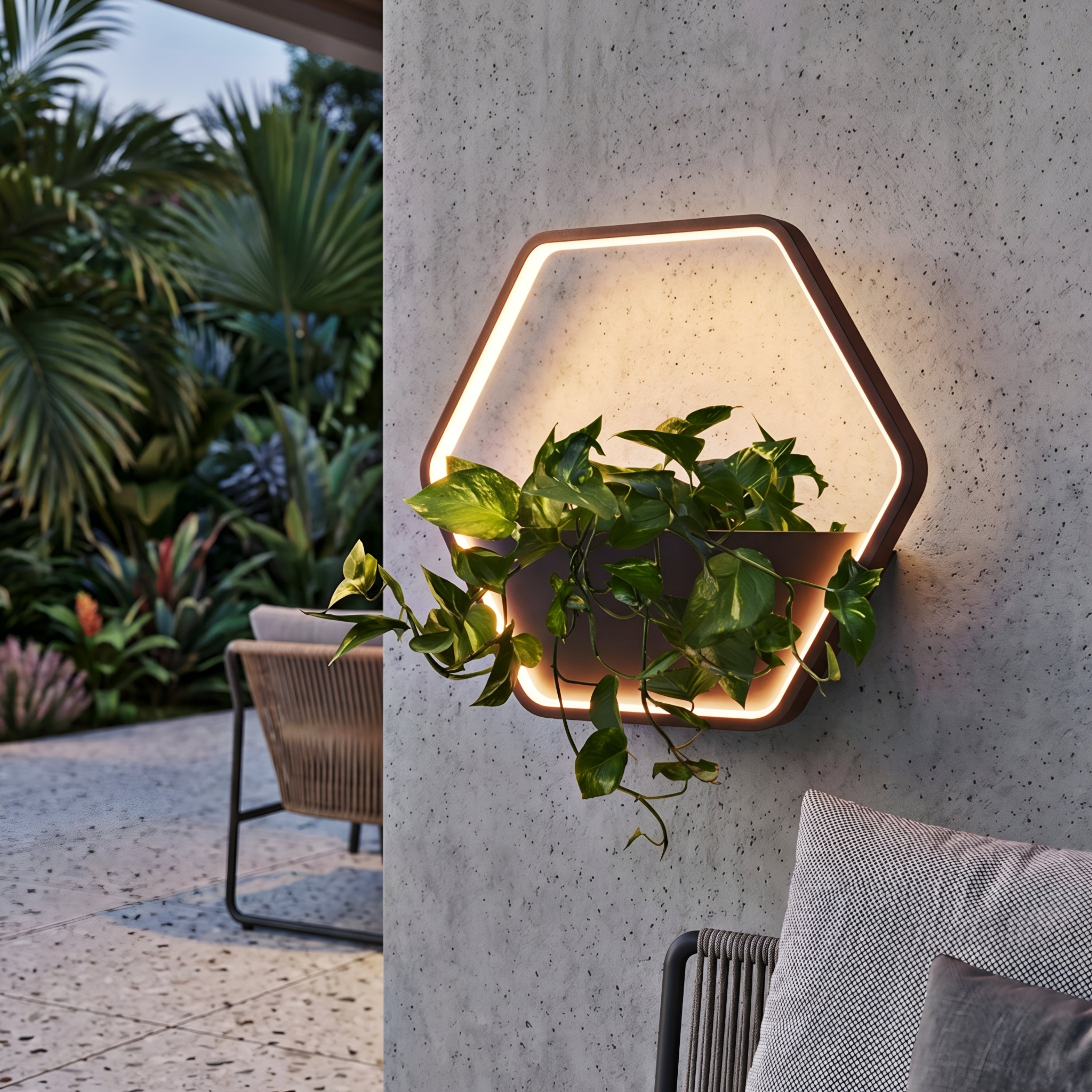 Hexara Geometric Wall Sconce – LED Modern Black Metal Decorative Lighting Living Room Bedroom