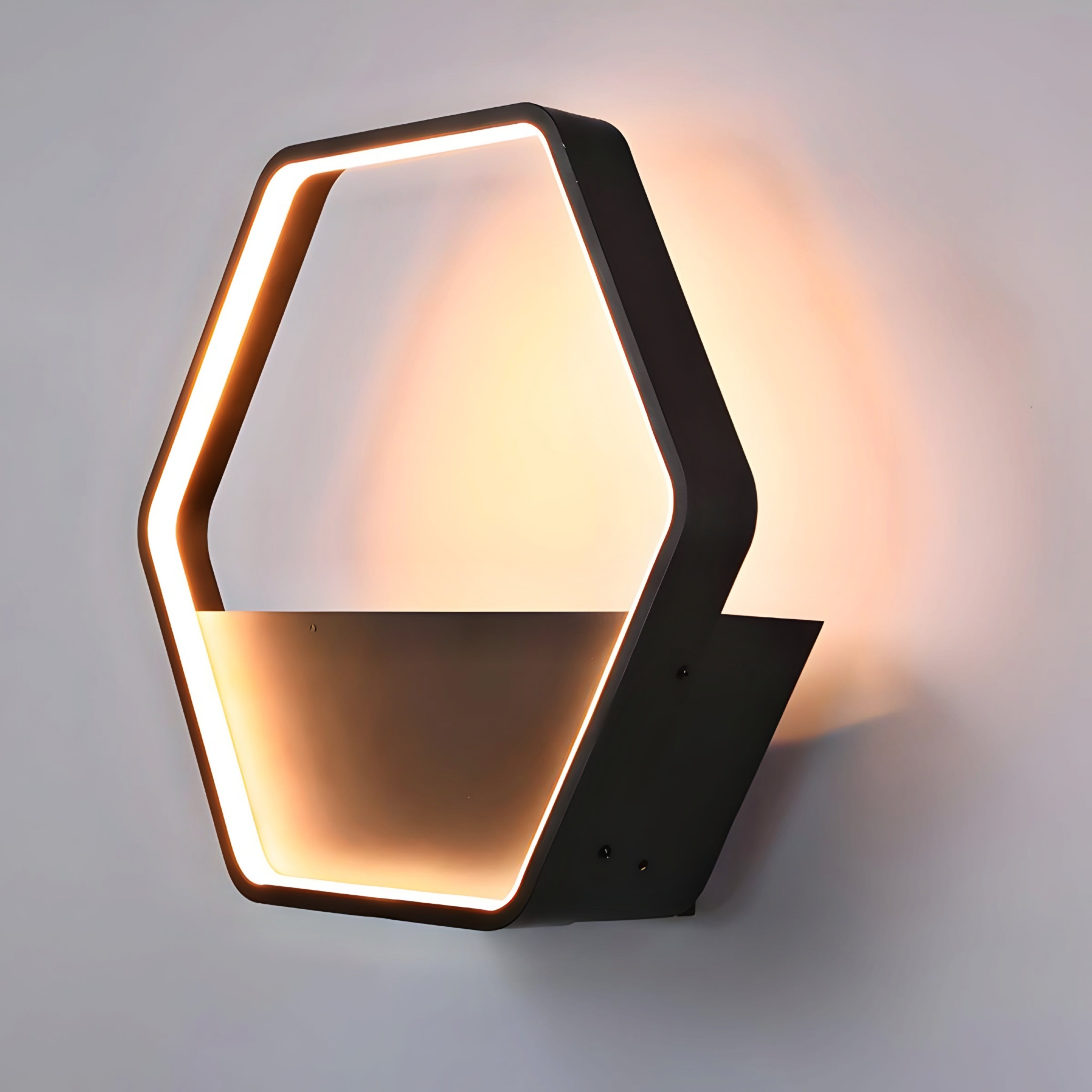 Hexara Geometric Wall Sconce – LED Modern Black Metal Decorative Lighting Living Room Bedroom