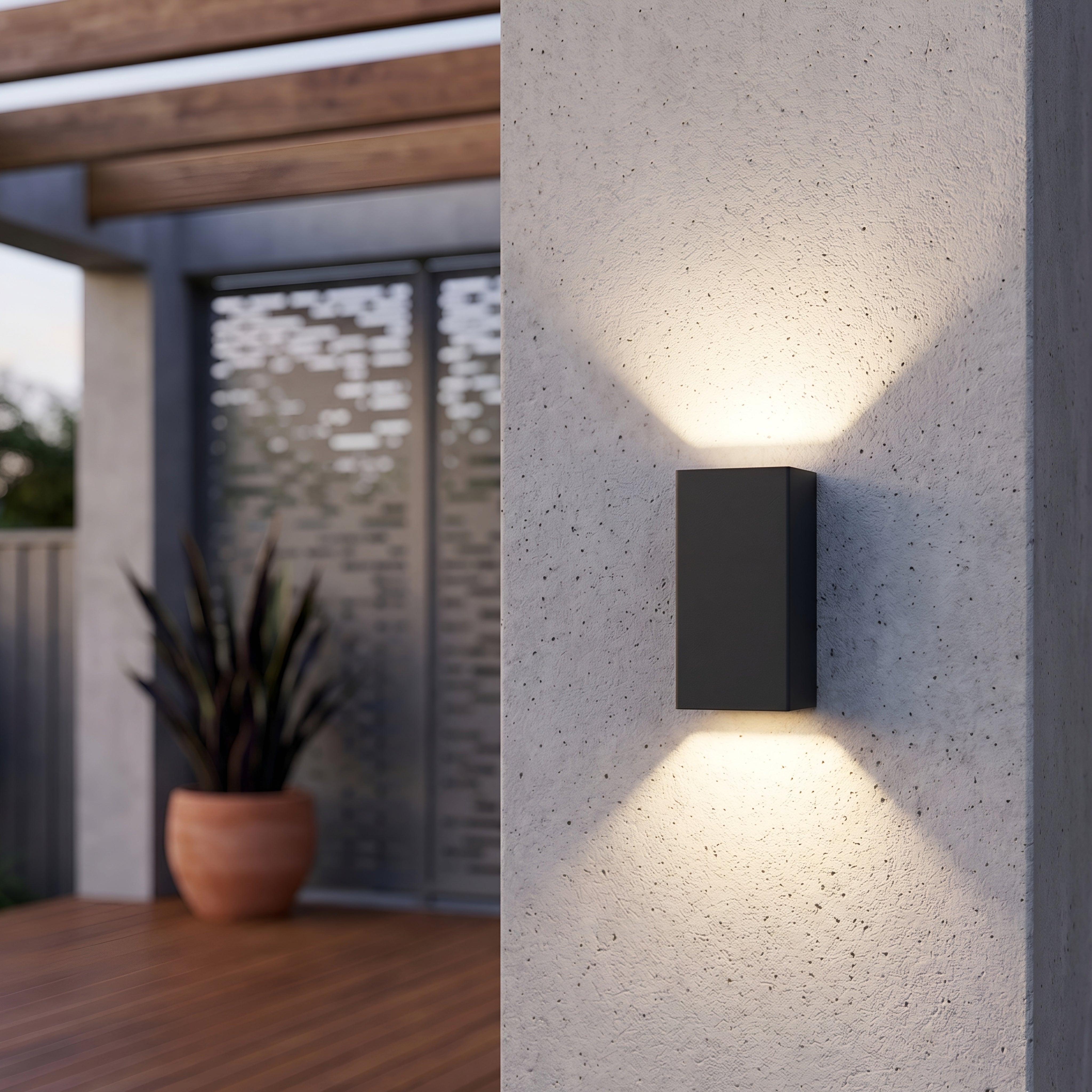 Corvex Dual Beam Wall Sconce – LED Outdoor Waterproof Up Down Light Modern Exterior Patio Entryway