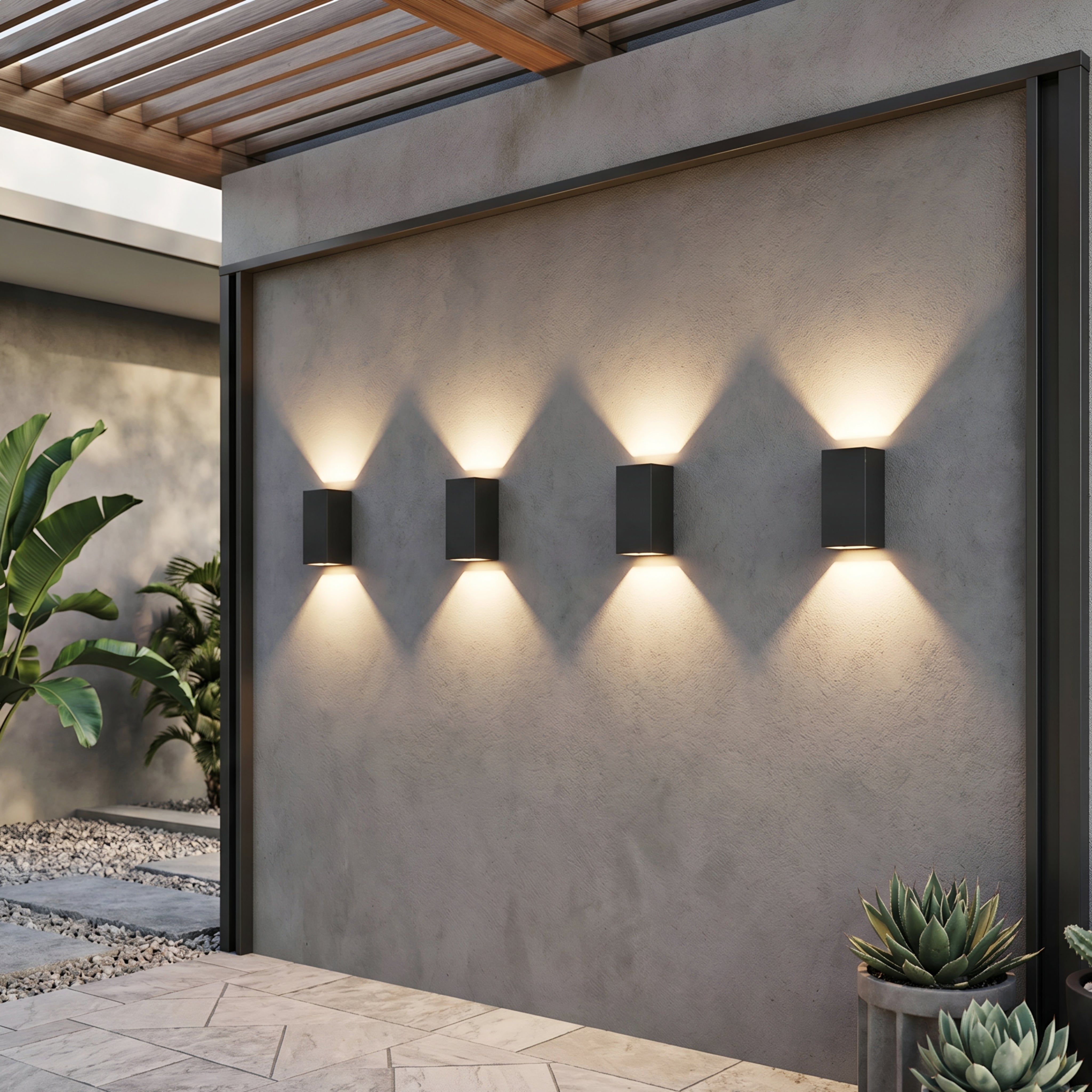 Corvex Dual Beam Wall Sconce – LED Outdoor Waterproof Up Down Light Modern Exterior Patio Entryway
