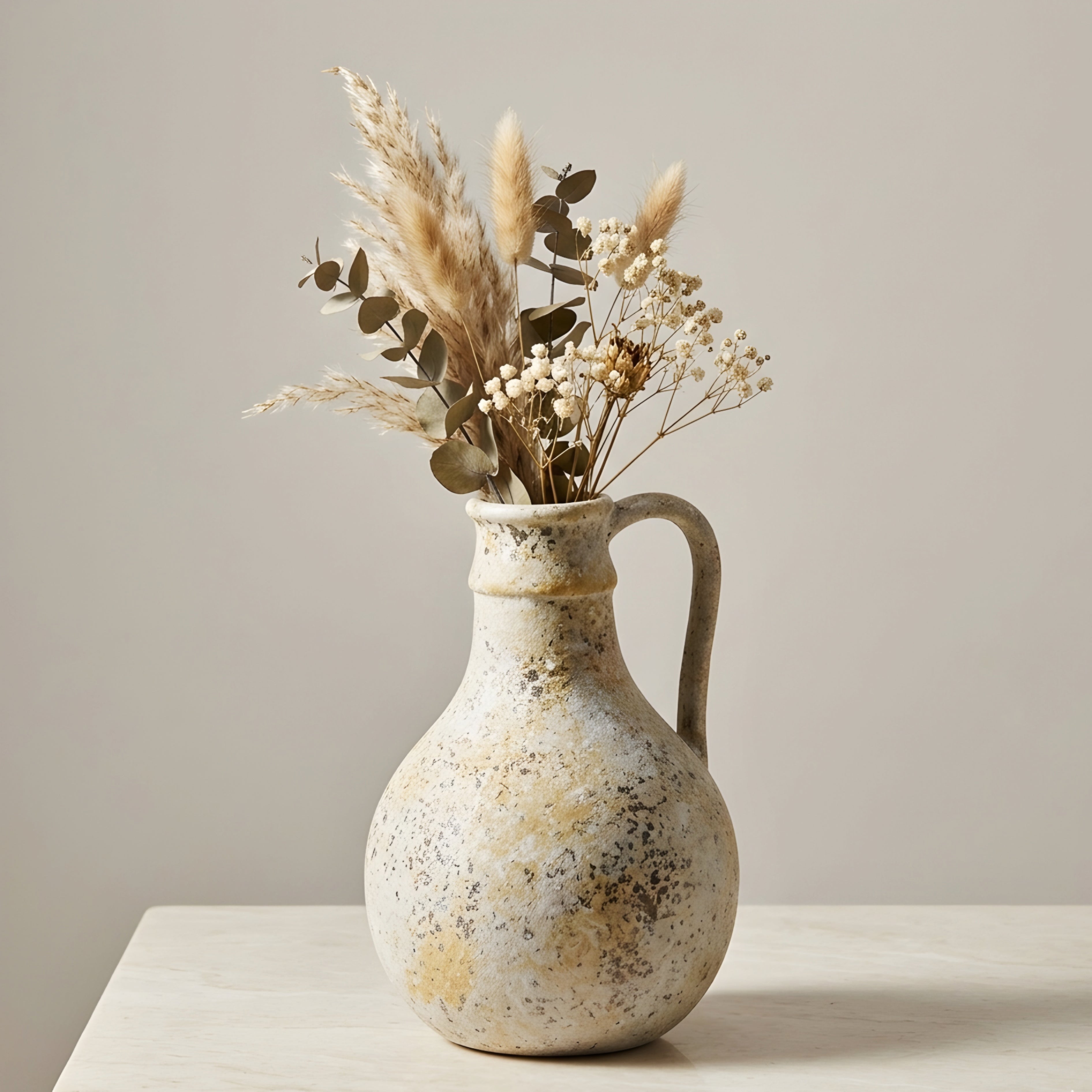 Terrano Ceramic Vase Set – Rustic Decorative Home Decor Jugs Living Room Table Bedroom Mantel