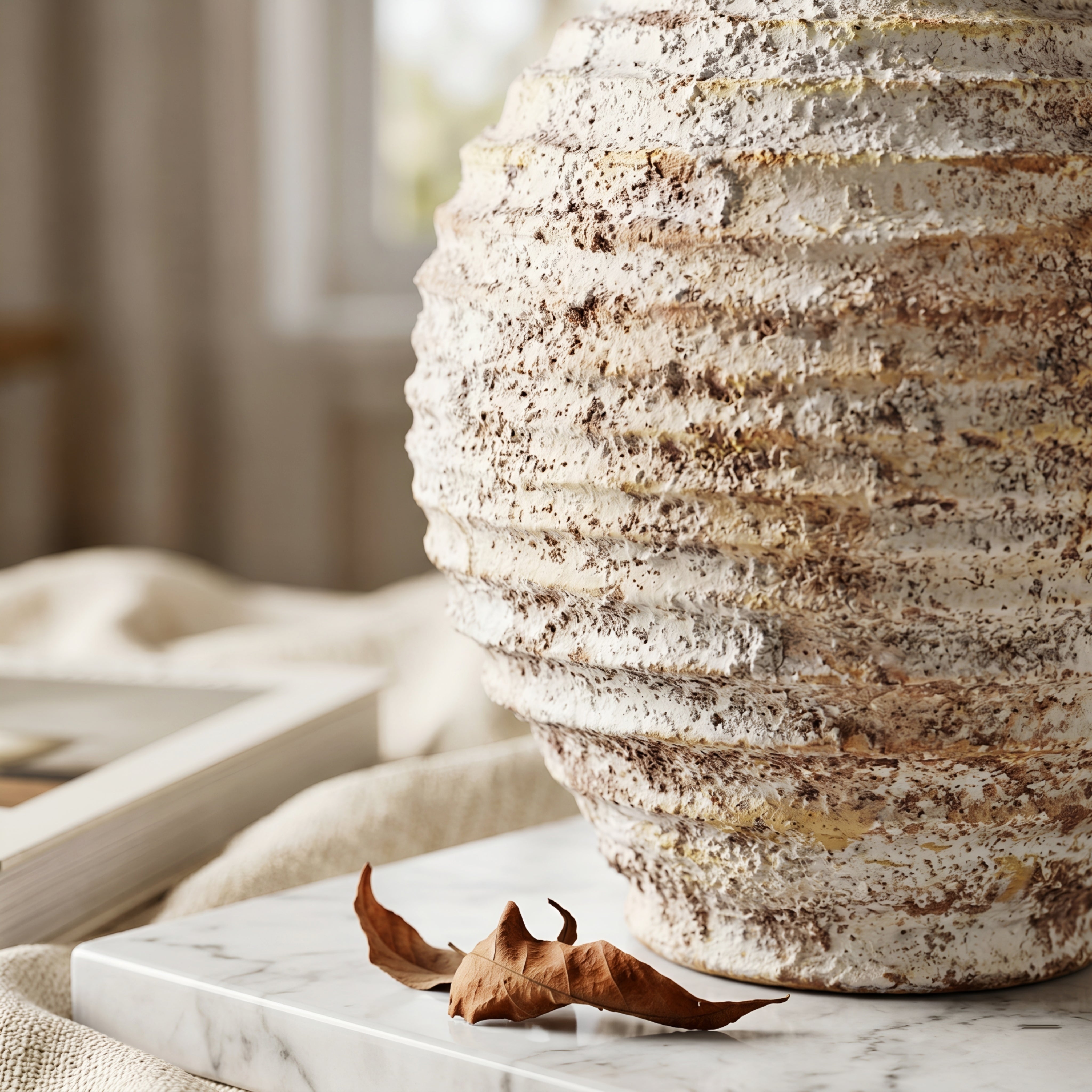 Corvan Ridge Ceramic Vase Set – Textured Decorative Table Vase Living Room Bedroom Boho Farmhouse Decor
