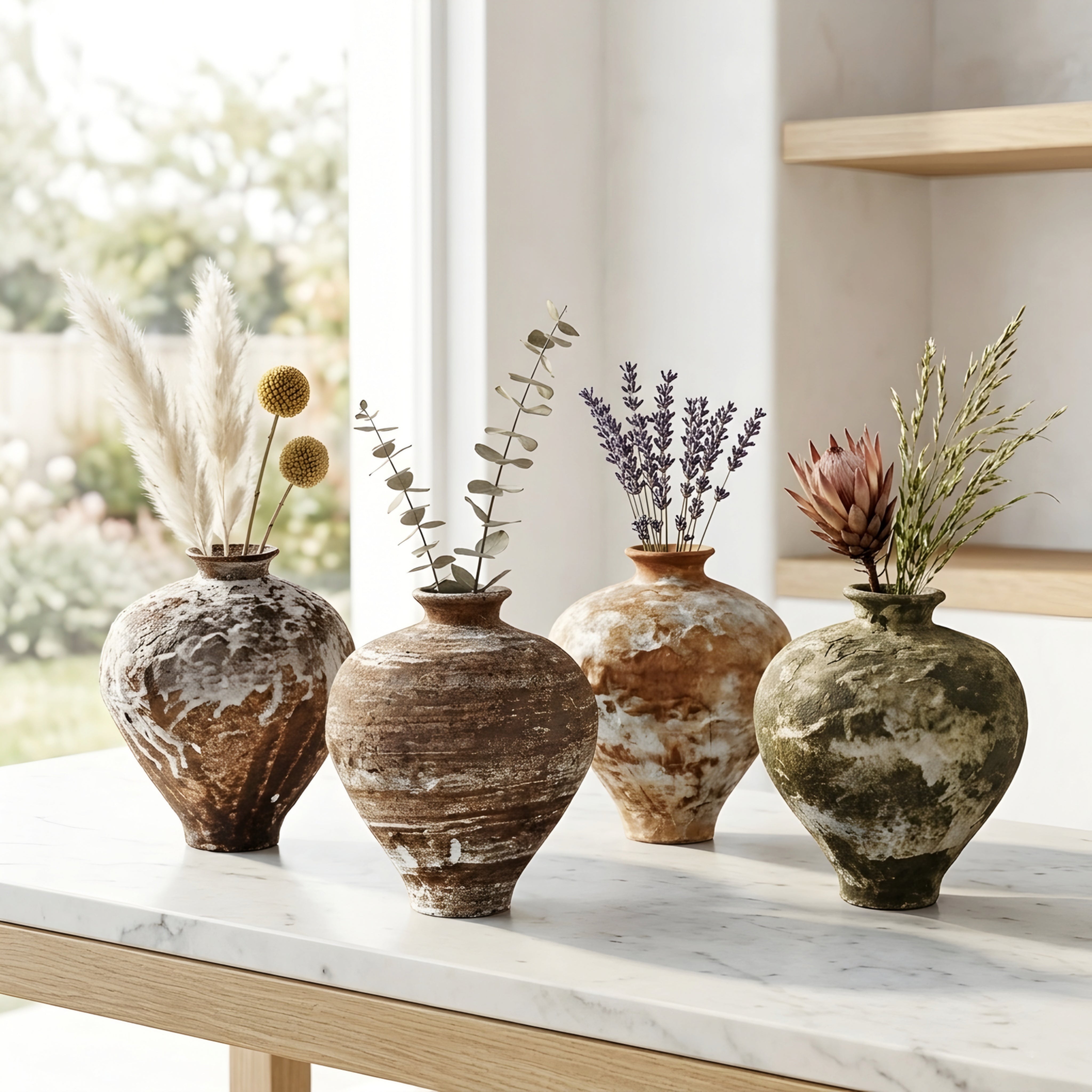 Terrano Ceramic Vase – Rustic Distressed Decorative Table Centerpiece Living Room Bedroom Entryway
