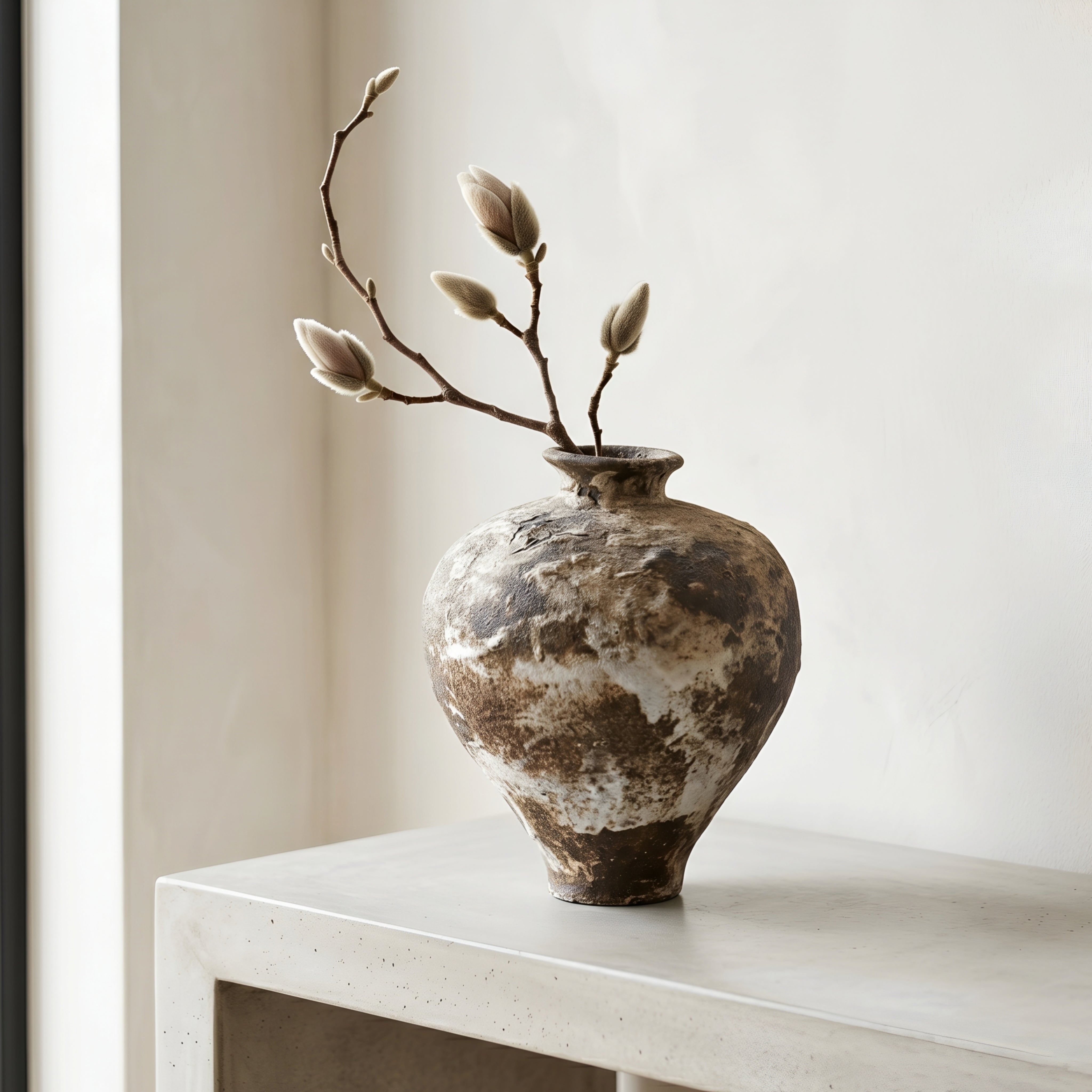 Terrano Ceramic Vase – Rustic Distressed Decorative Table Centerpiece Living Room Bedroom Entryway