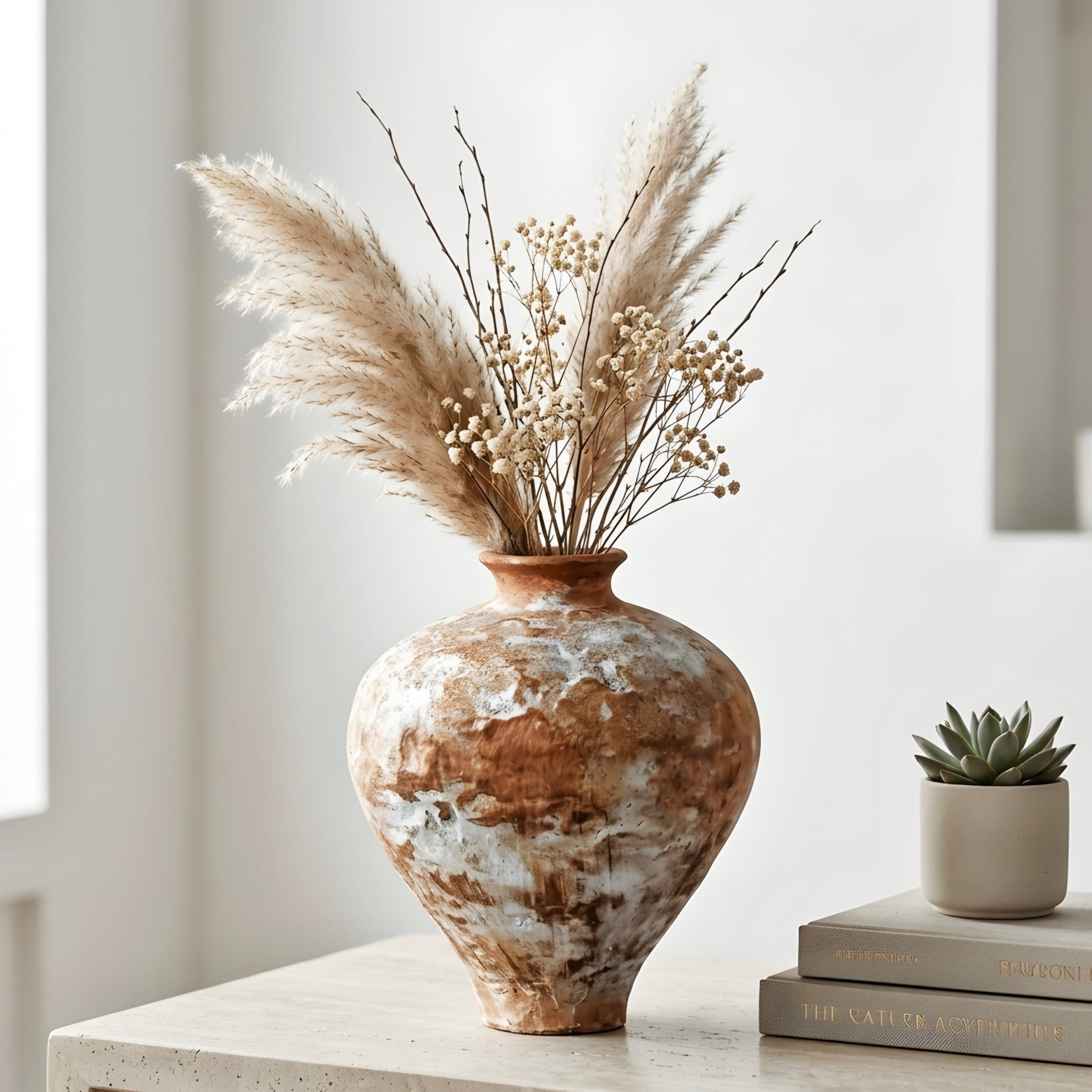 Terrano Ceramic Vase – Rustic Distressed Decorative Table Centerpiece Living Room Bedroom Entryway