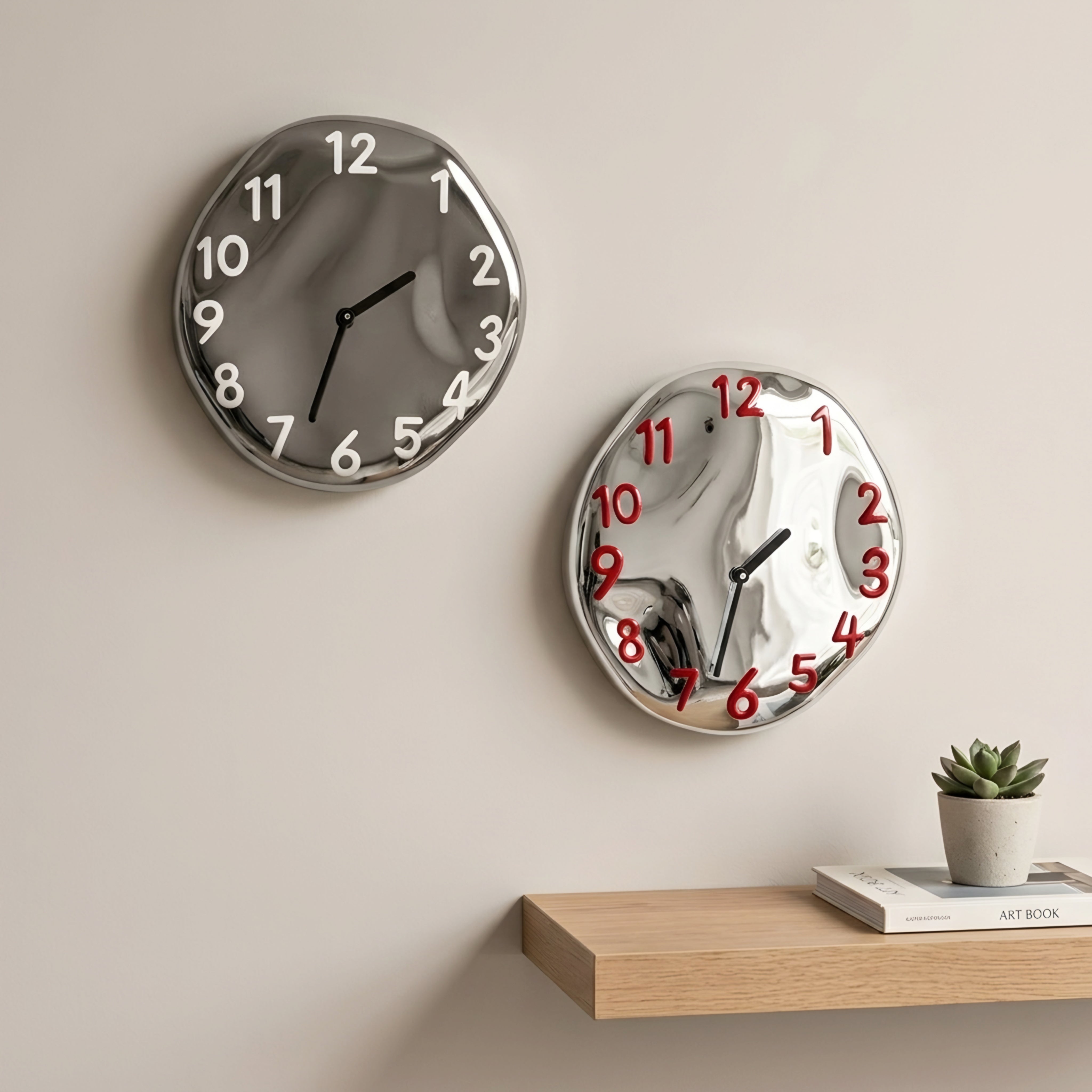 Dralux Melt Wall Clock – Surrealist Decorative Modern Silent Living Room Bedroom Unique Red Numerals