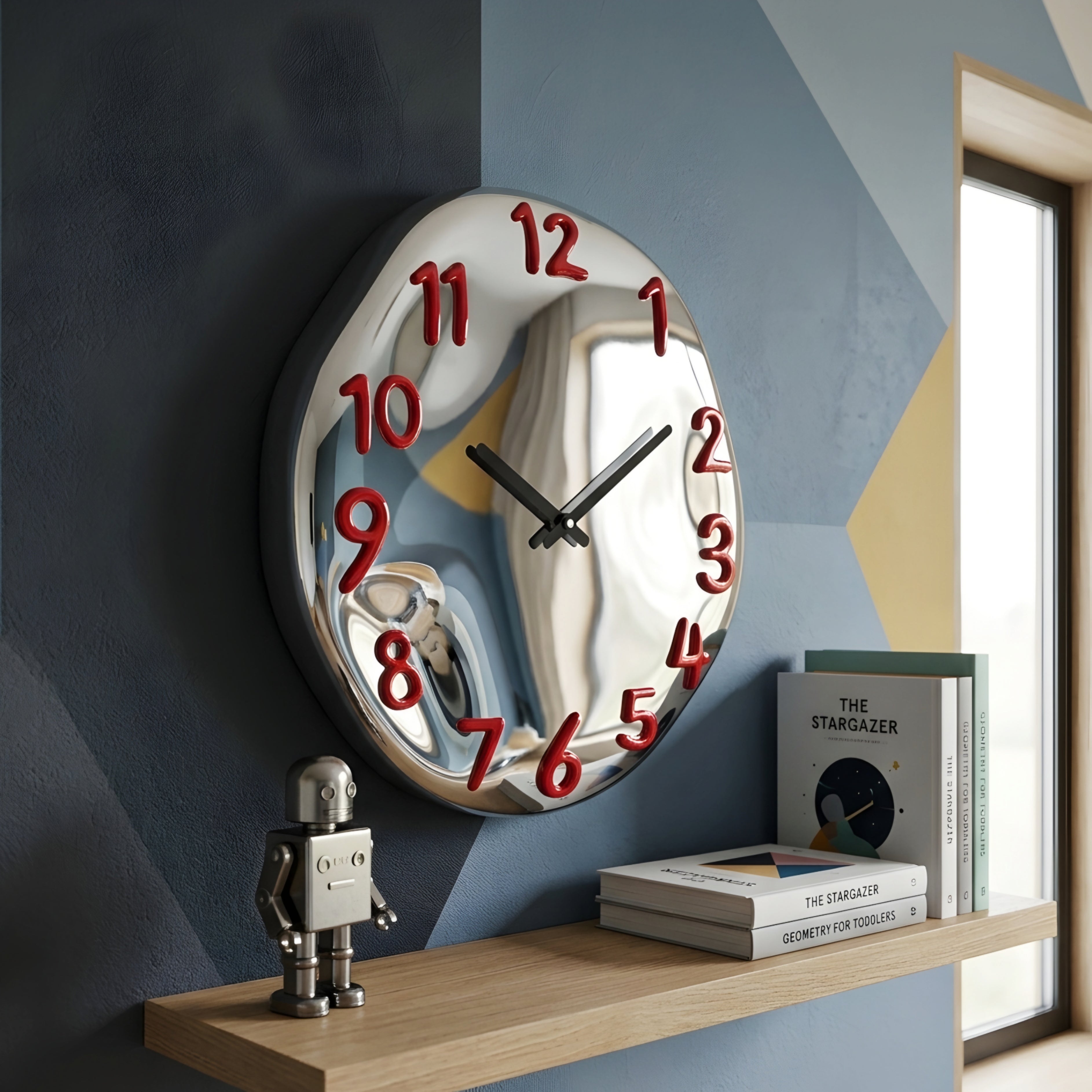 Dralux Melt Wall Clock – Surrealist Decorative Modern Silent Living Room Bedroom Unique Red Numerals