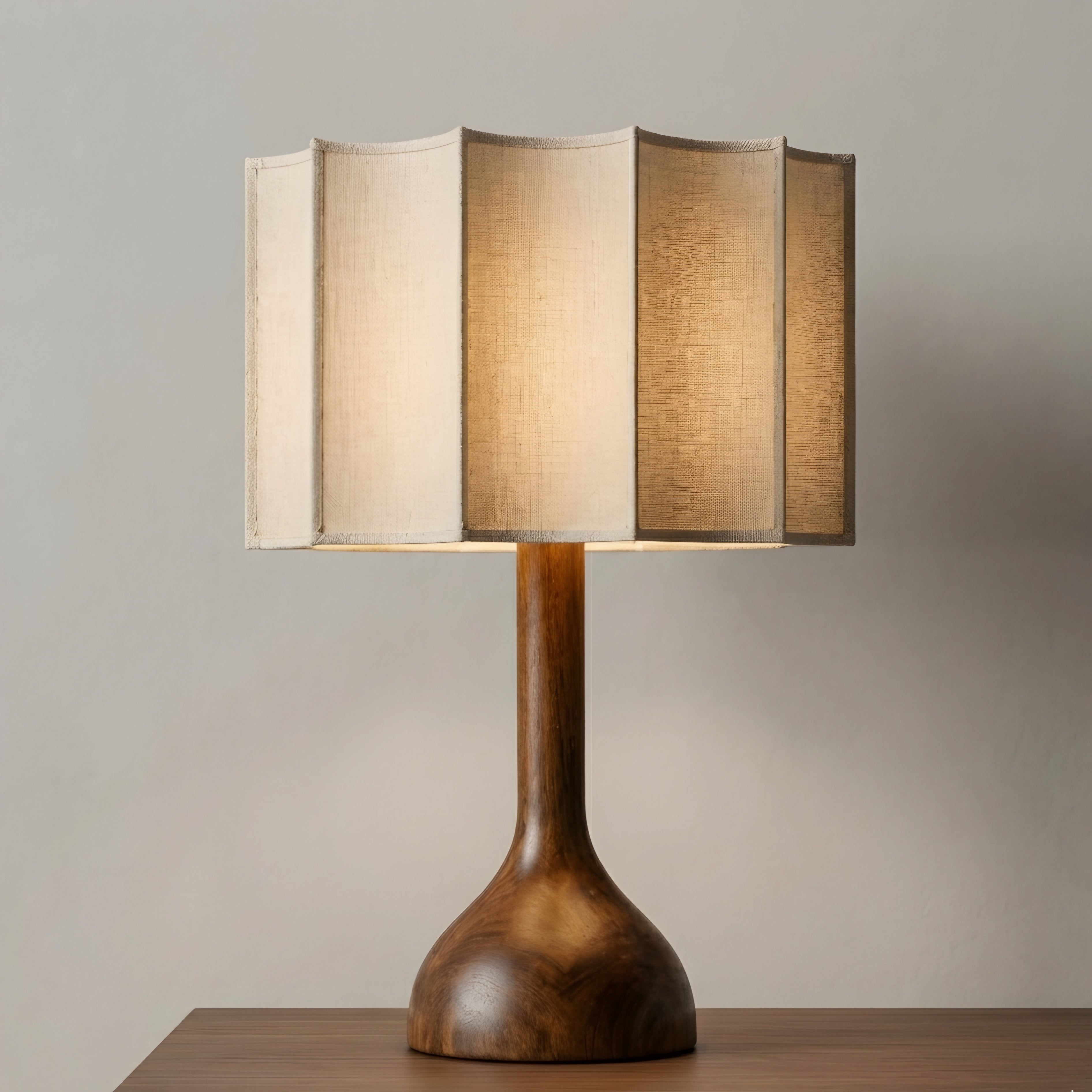 Kaelen Glow Table Lamp – Wooden Base Linen Shade Living Room Bedroom Decorative Lighting