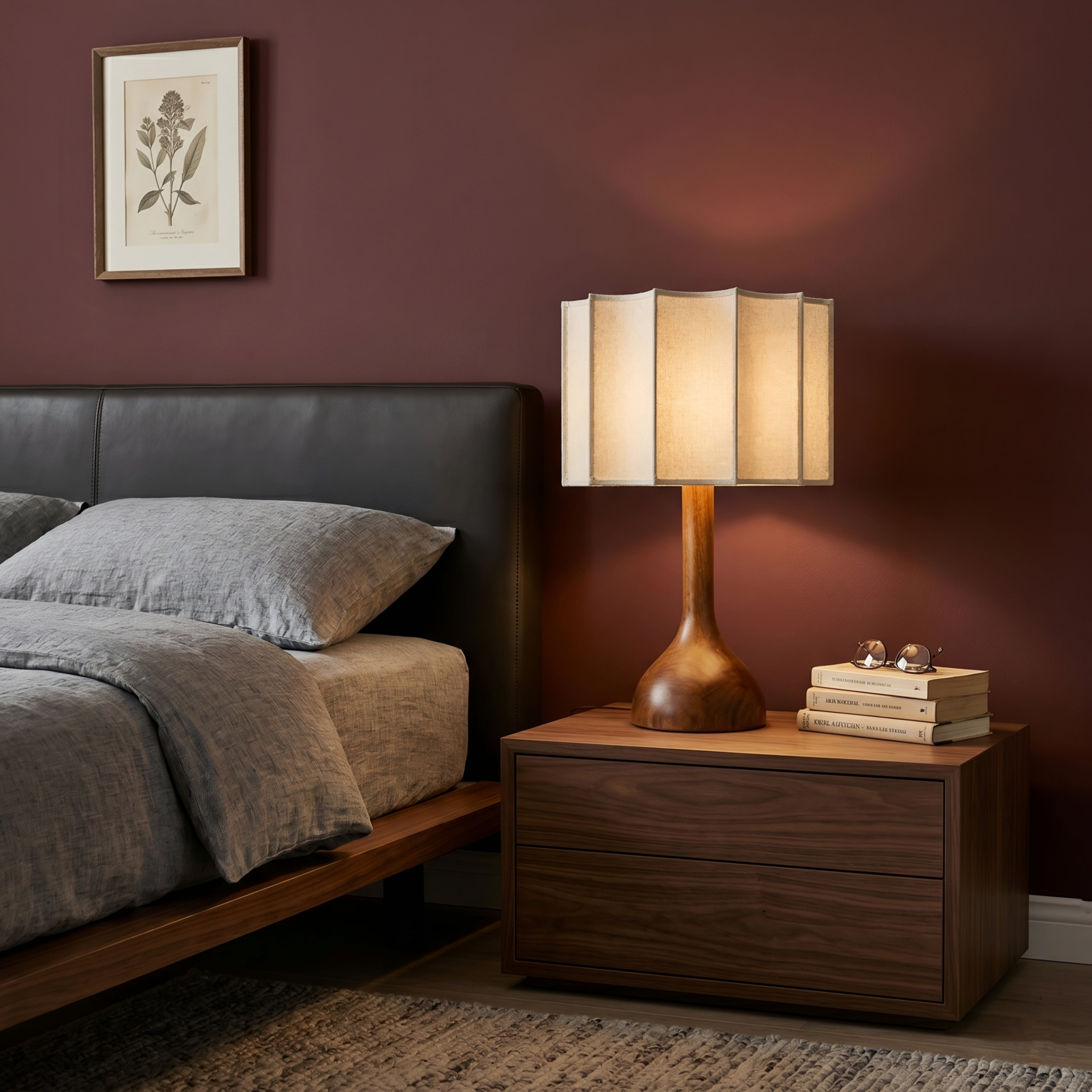 Kaelen Glow Table Lamp – Wooden Base Linen Shade Living Room Bedroom Decorative Lighting