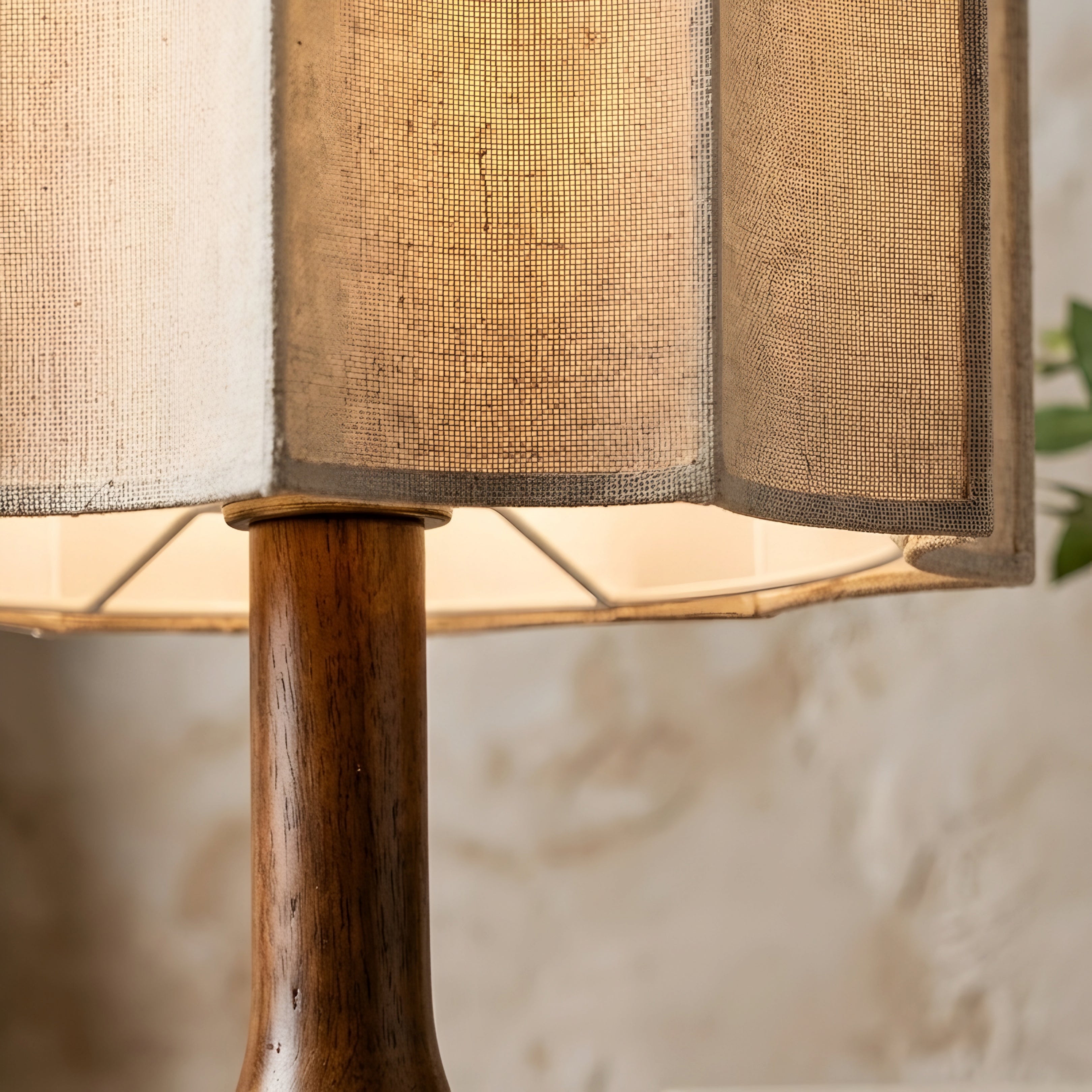 Kaelen Glow Table Lamp – Wooden Base Linen Shade Living Room Bedroom Decorative Lighting