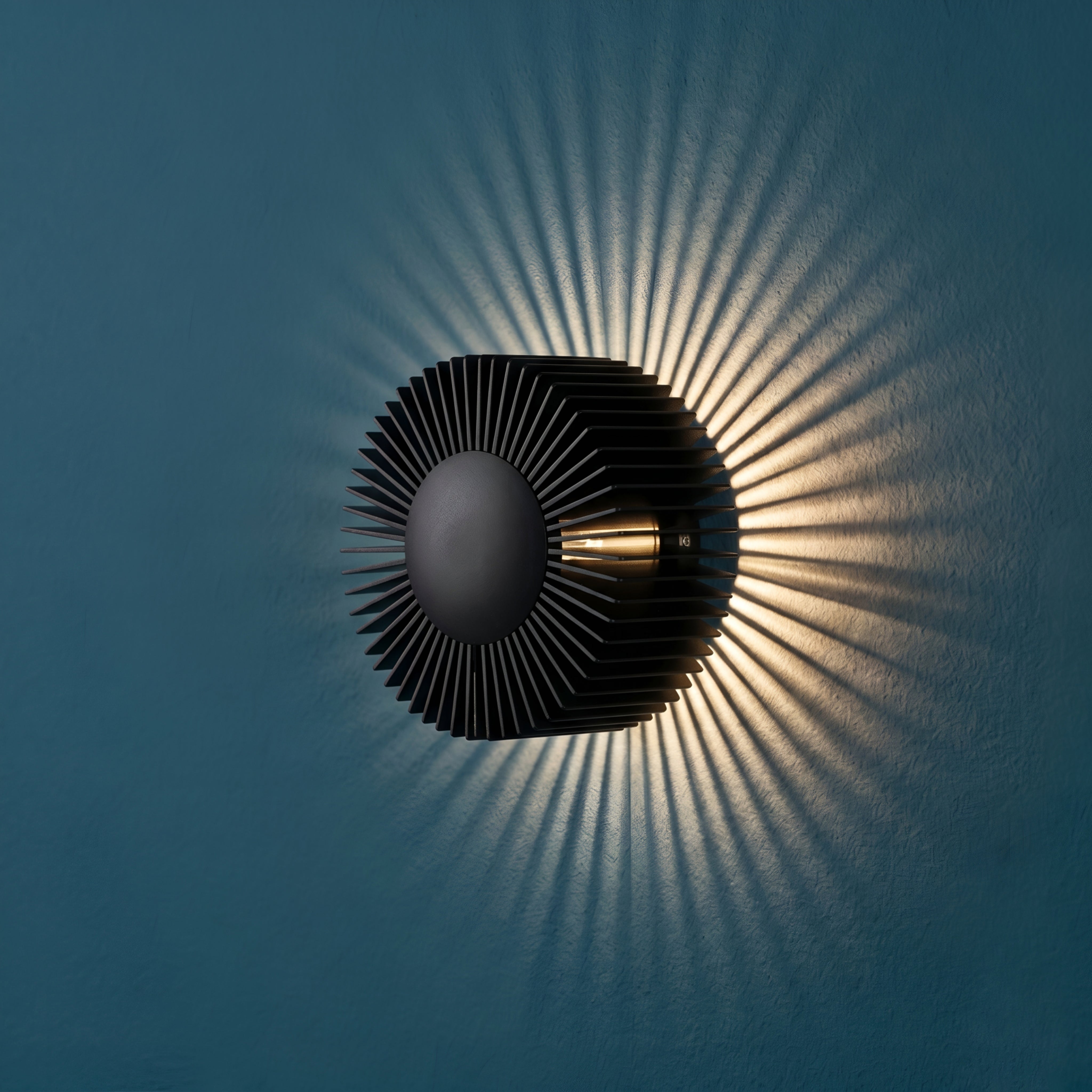 Helix Sunburst Wall Sconce – Black Metal Decorative Lighting Modern Living Room Bedroom Wall Mounted Fixture