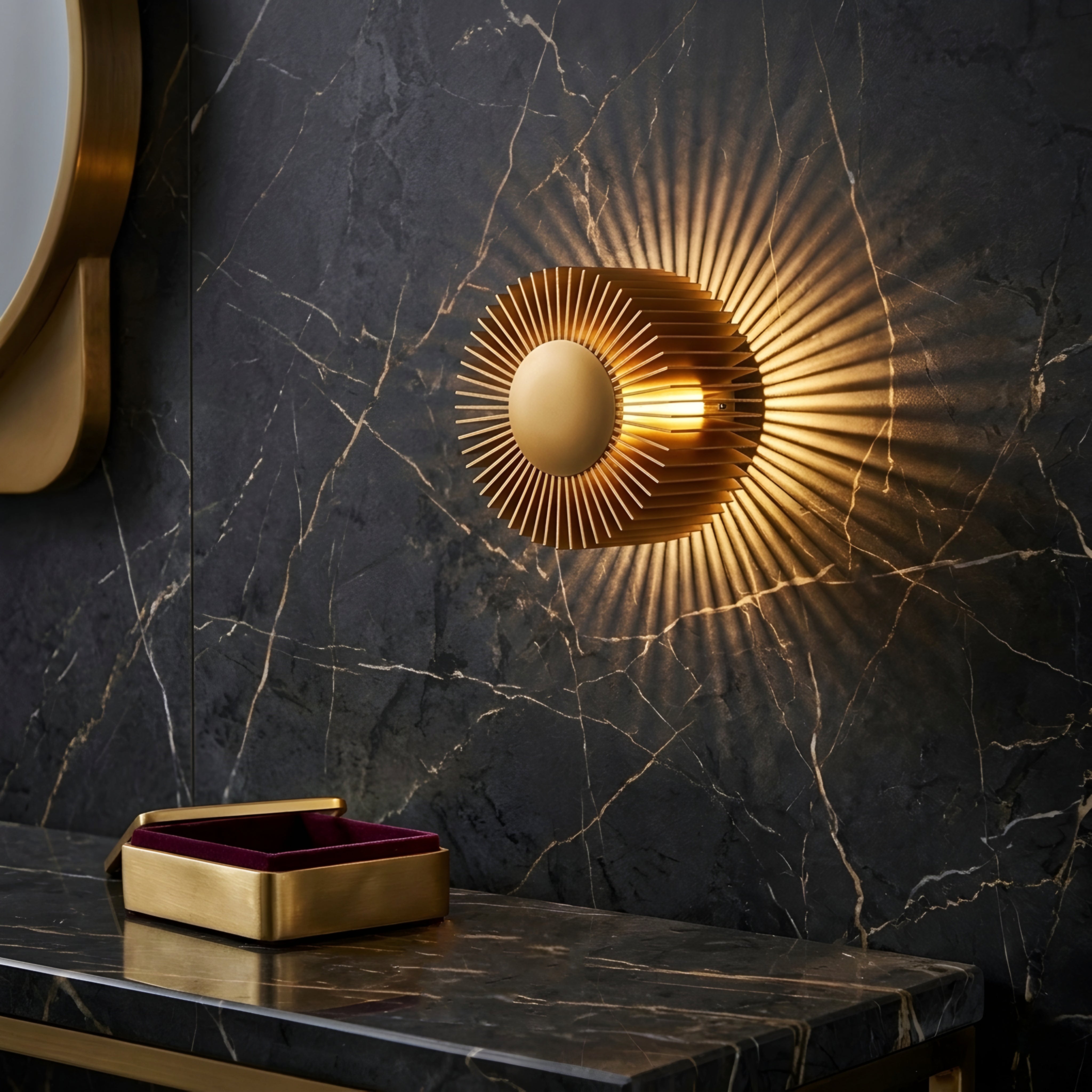 Helix Sunburst Wall Sconce – Black Metal Decorative Lighting Modern Living Room Bedroom Wall Mounted Fixture