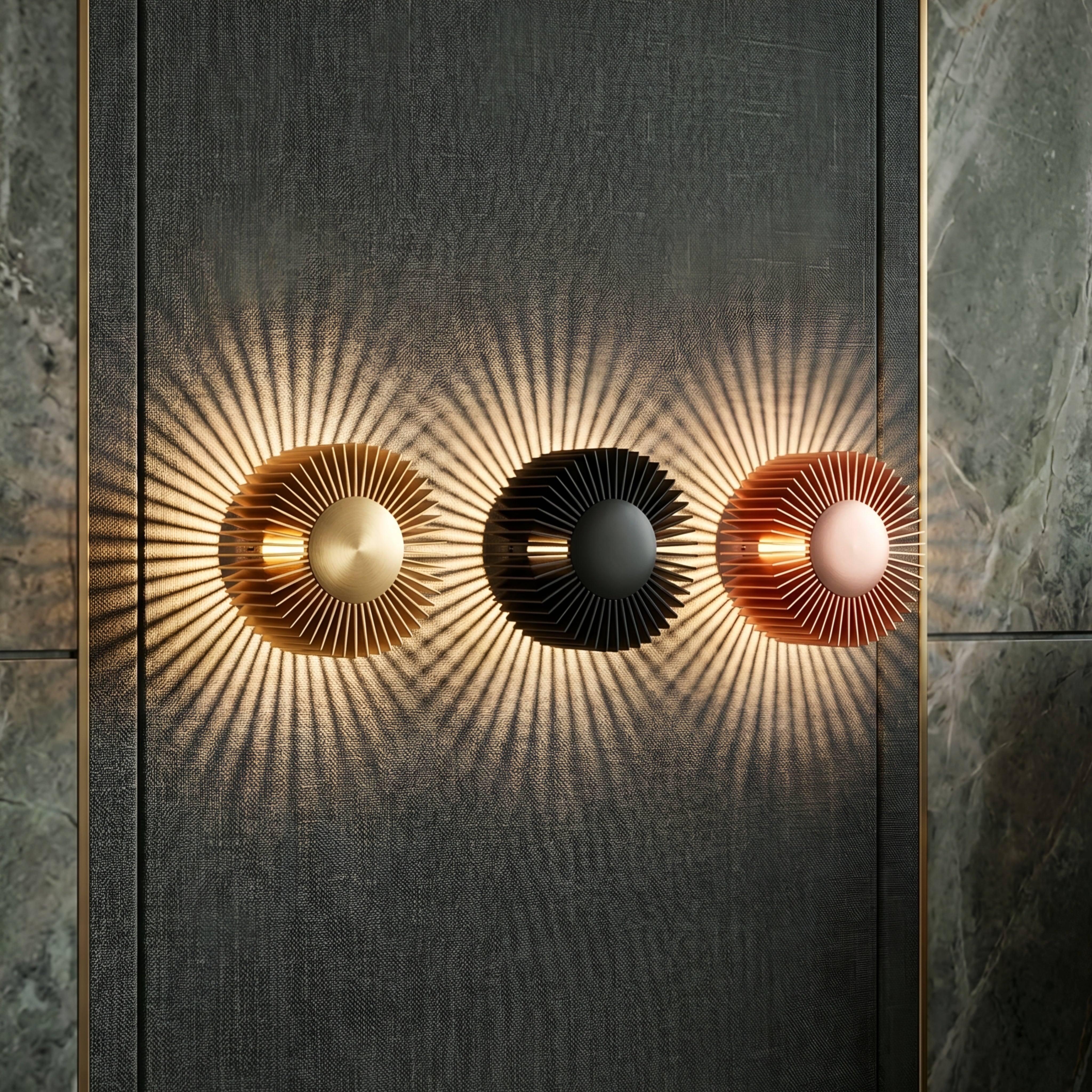 Helix Sunburst Wall Sconce – Black Metal Decorative Lighting Modern Living Room Bedroom Wall Mounted Fixture