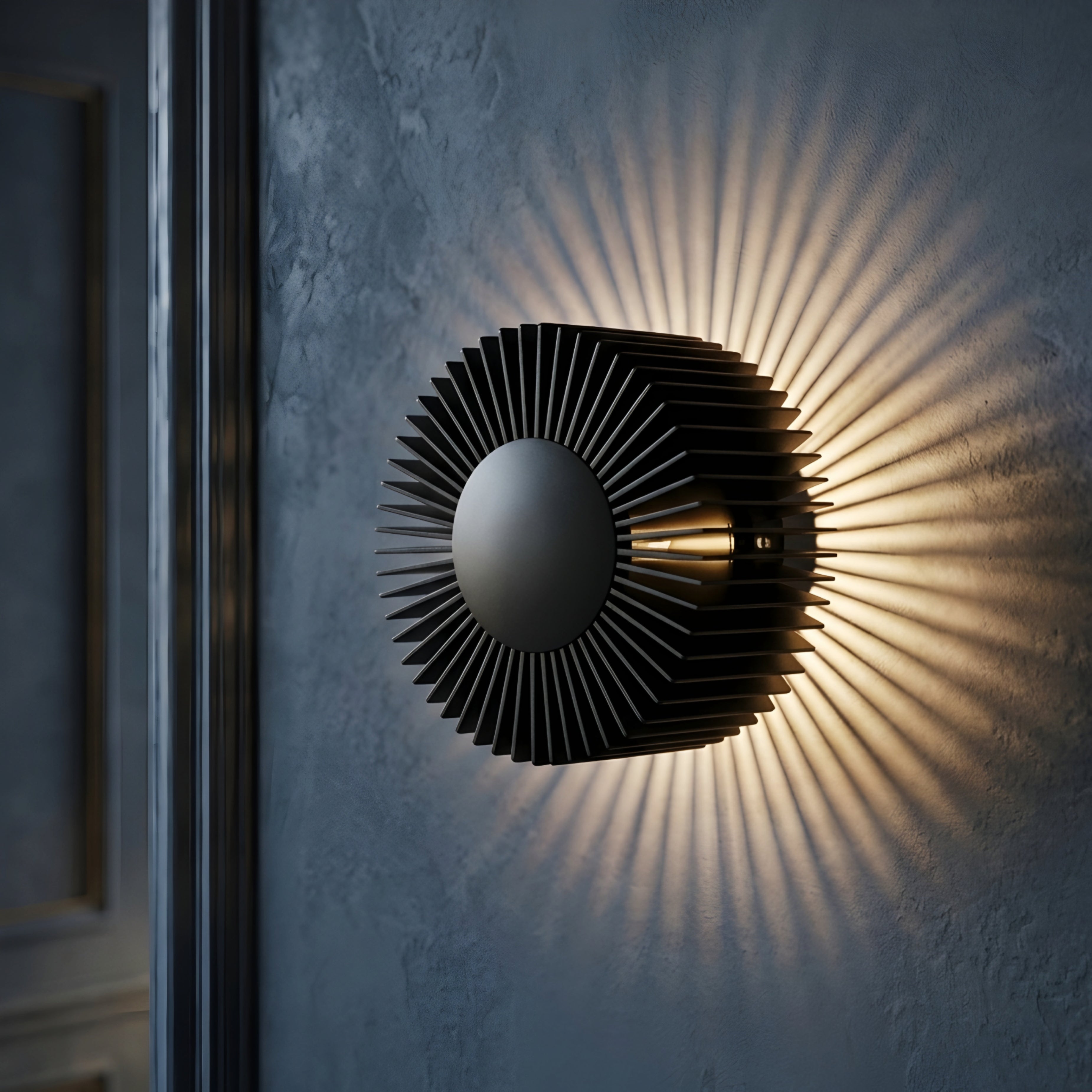 Helix Sunburst Wall Sconce – Black Metal Decorative Lighting Modern Living Room Bedroom Wall Mounted Fixture