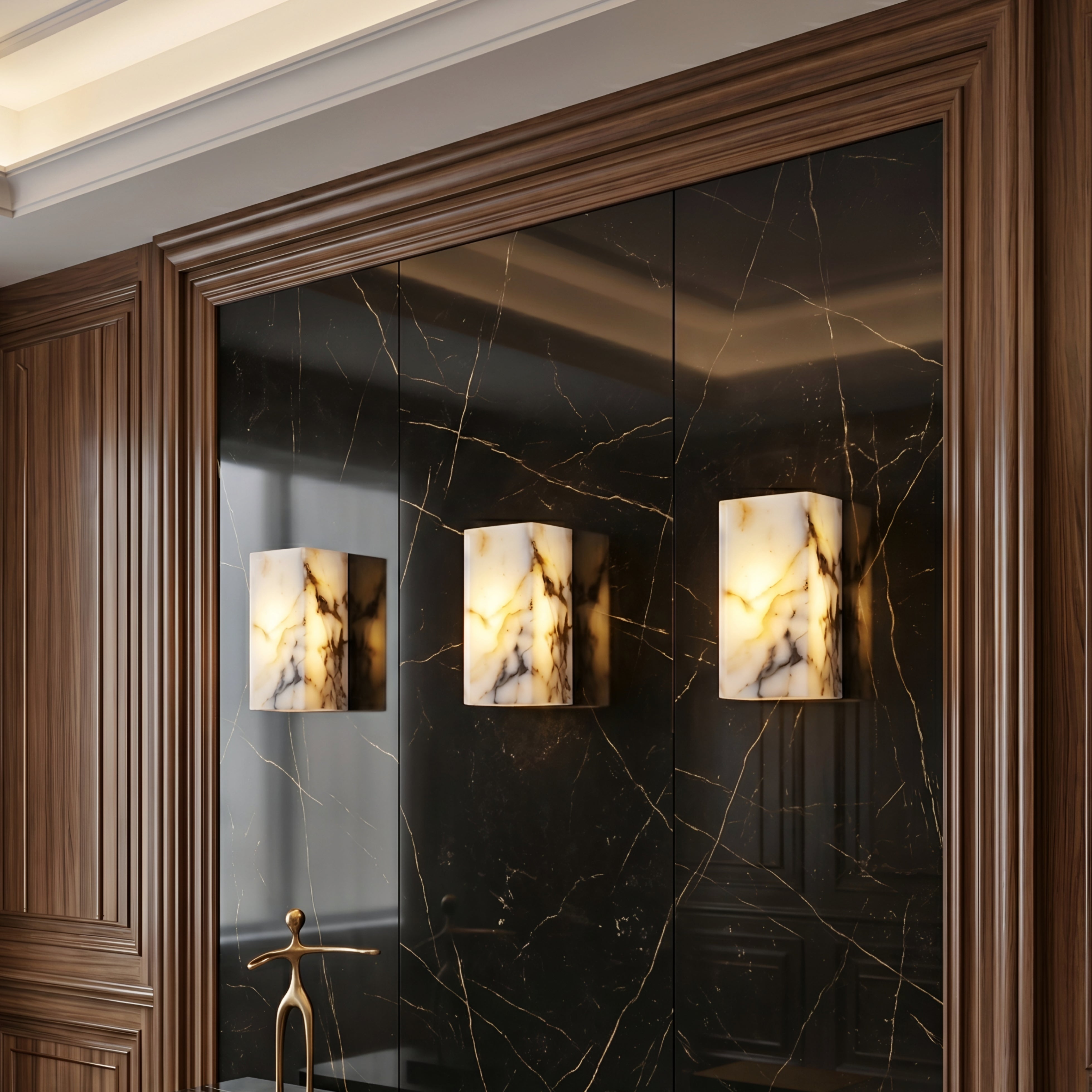 Marvene Marble Wall Sconce – Natural Stone LED Decorative Lighting Living Room Bedroom Hallway
