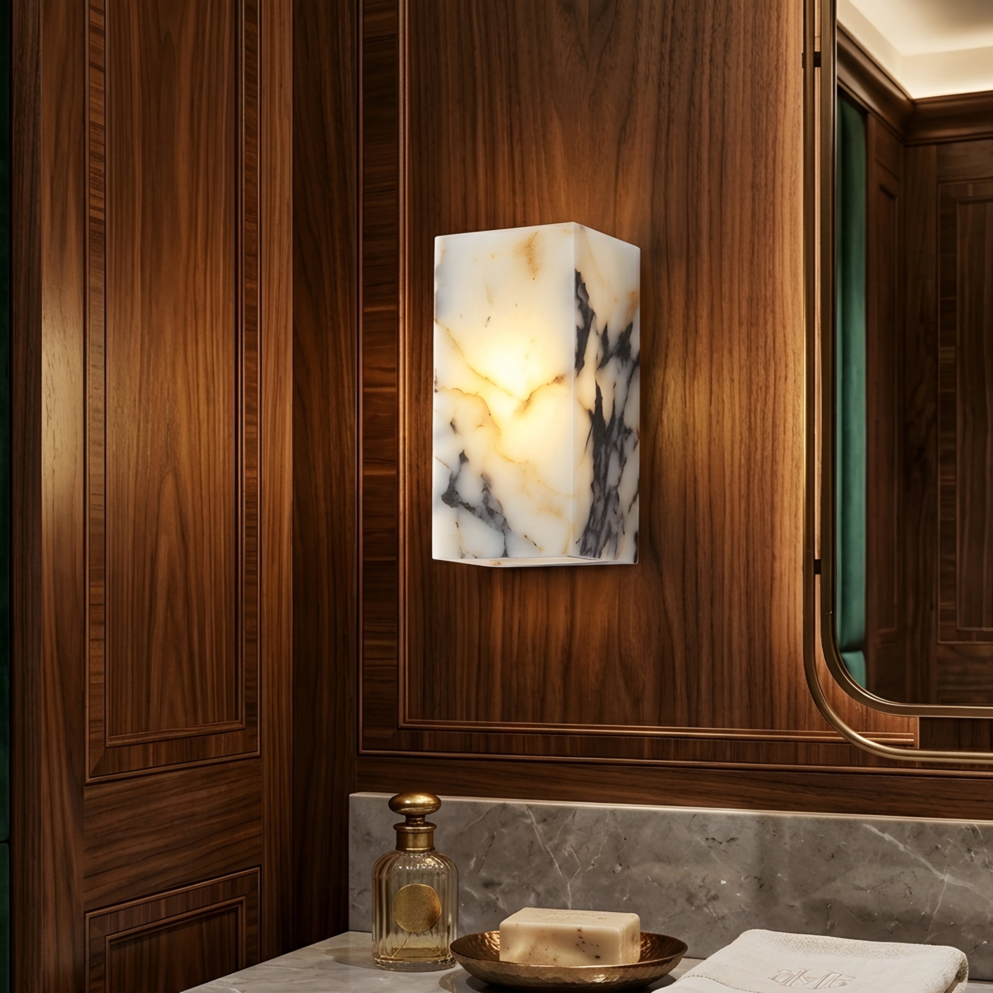 Marvene Marble Wall Sconce – Natural Stone LED Decorative Lighting Living Room Bedroom Hallway