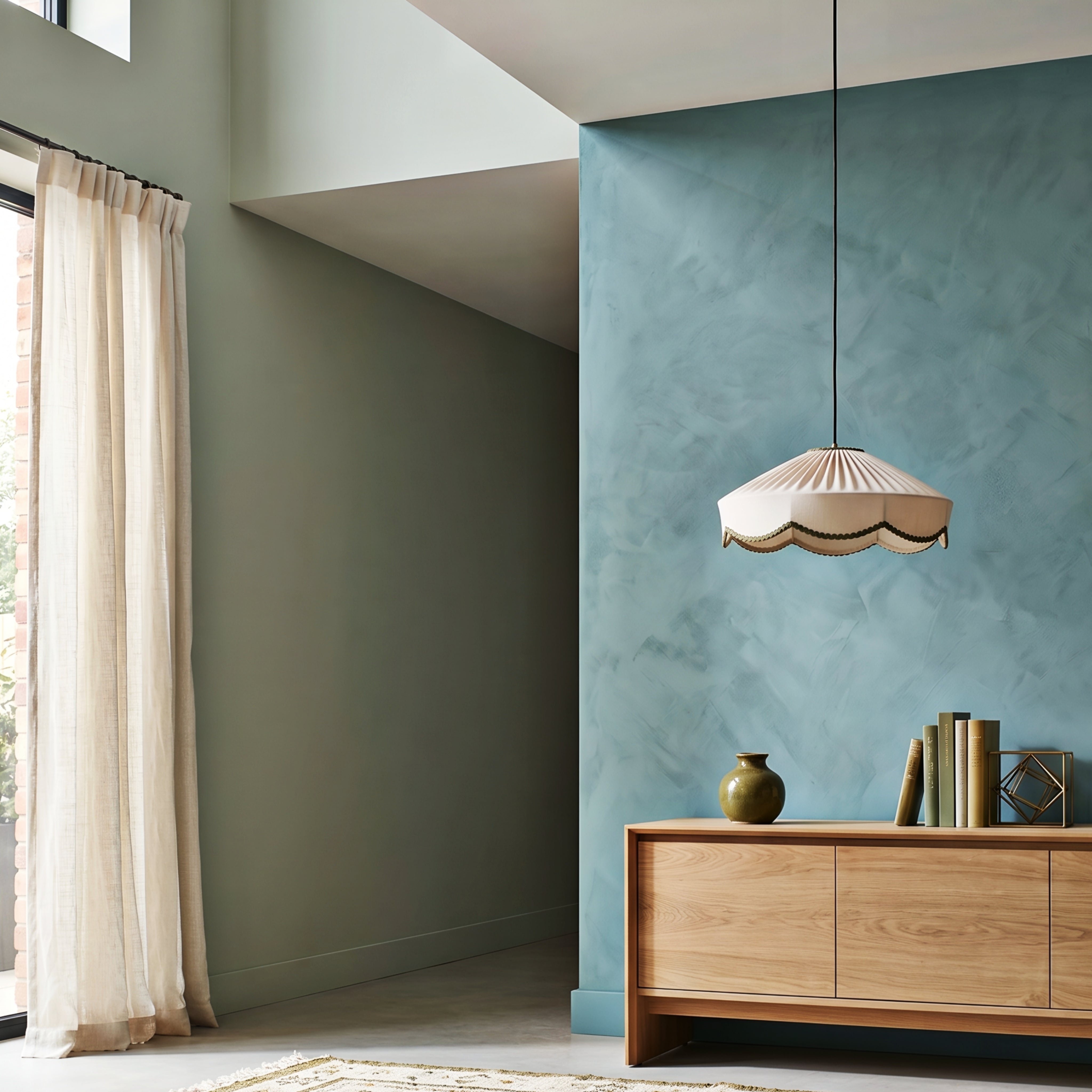 Bewa Scalloped Pendant Light – Fabric Shade Ceiling Hanging Lamp Dining Room Living Room Decorative Lighting