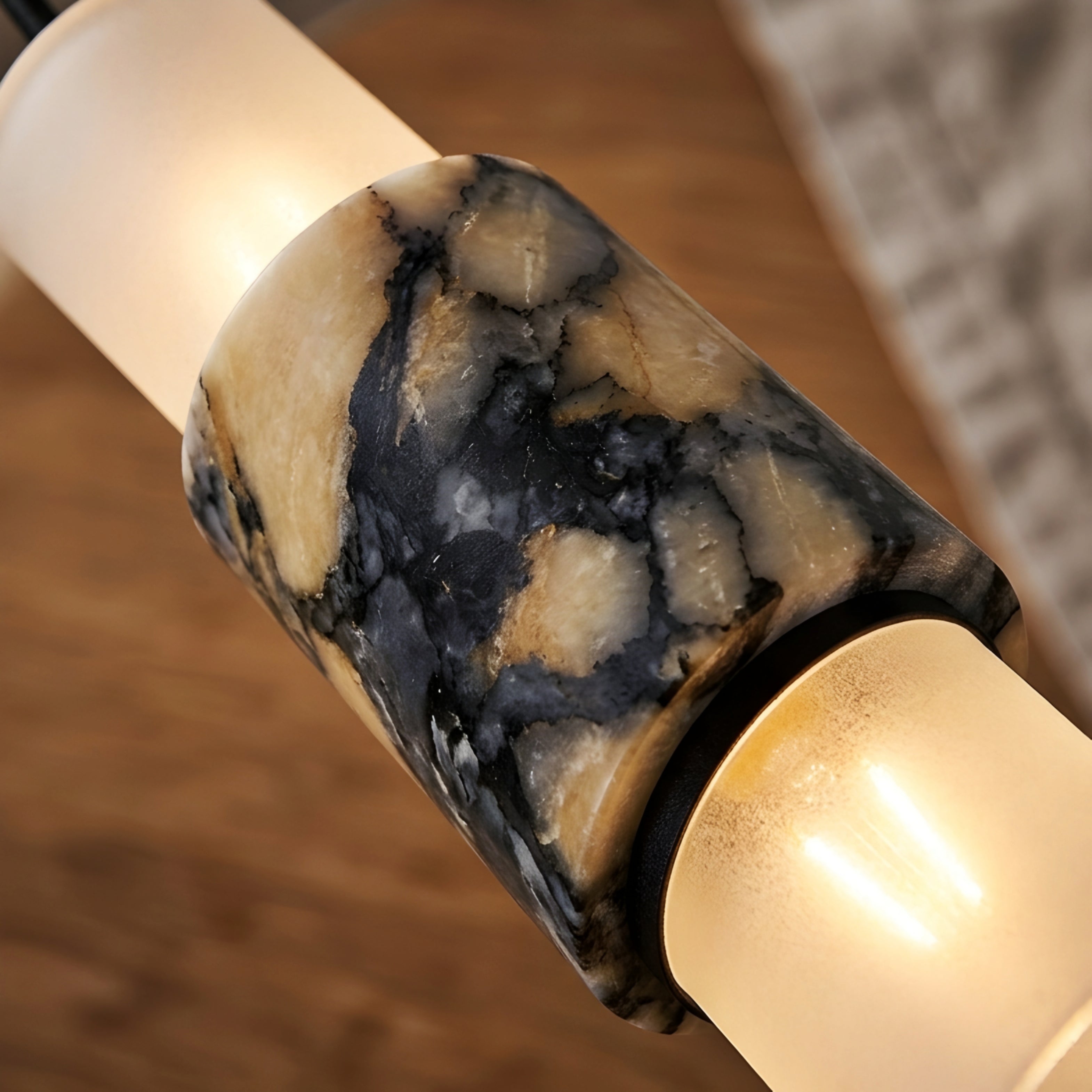 Veinaro Marble Pendant Light – Modern Cylindrical Hanging Lighting Fixture Dining Room Kitchen Island