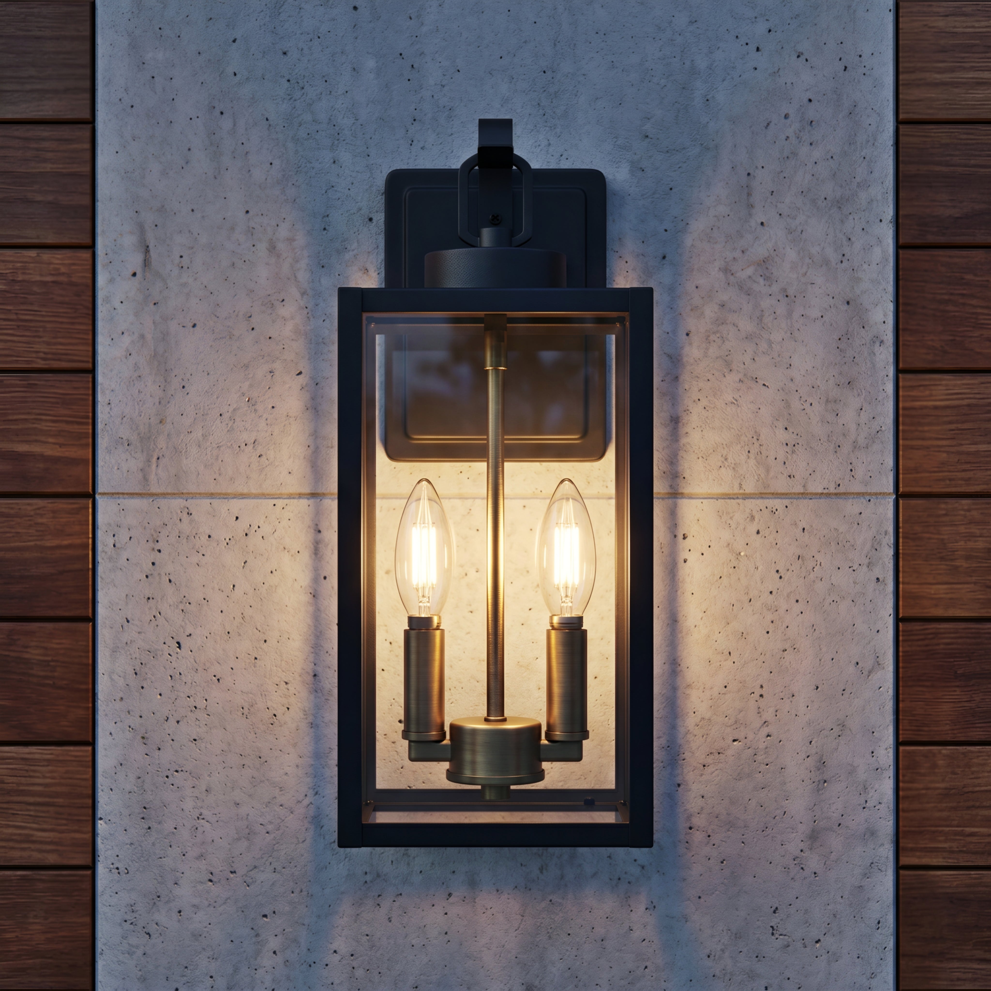 Varese Outdoor Lantern Wall Light – Black Modern Farmhouse Glass Sconce 4-Light Exterior Fixture