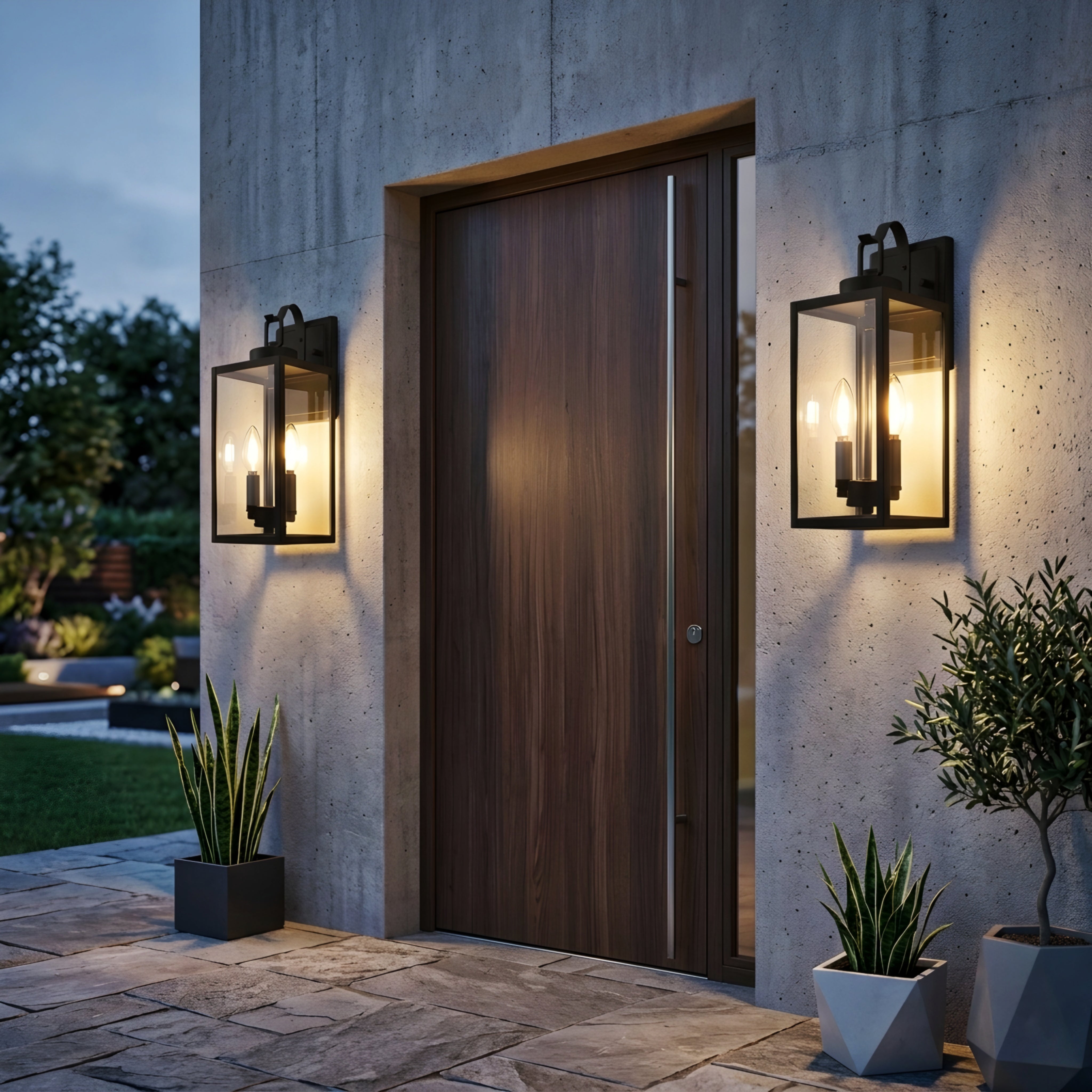 Varese Outdoor Lantern Wall Light – Black Modern Farmhouse Glass Sconce 4-Light Exterior Fixture