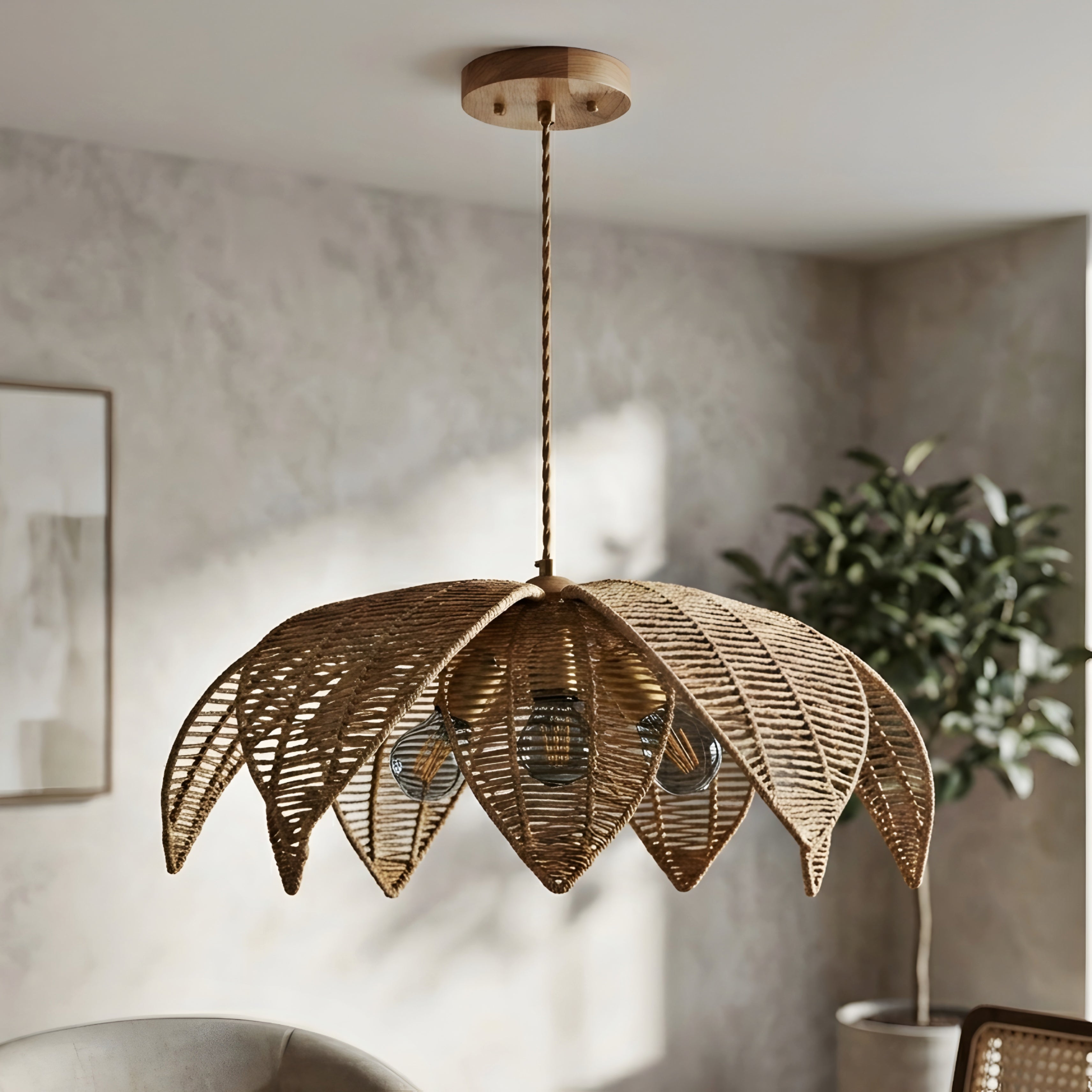 Petara Lotus Pendant Light – Gold Metal Leaf Ceiling Chandelier Living Room Bedroom Decorative Lighting