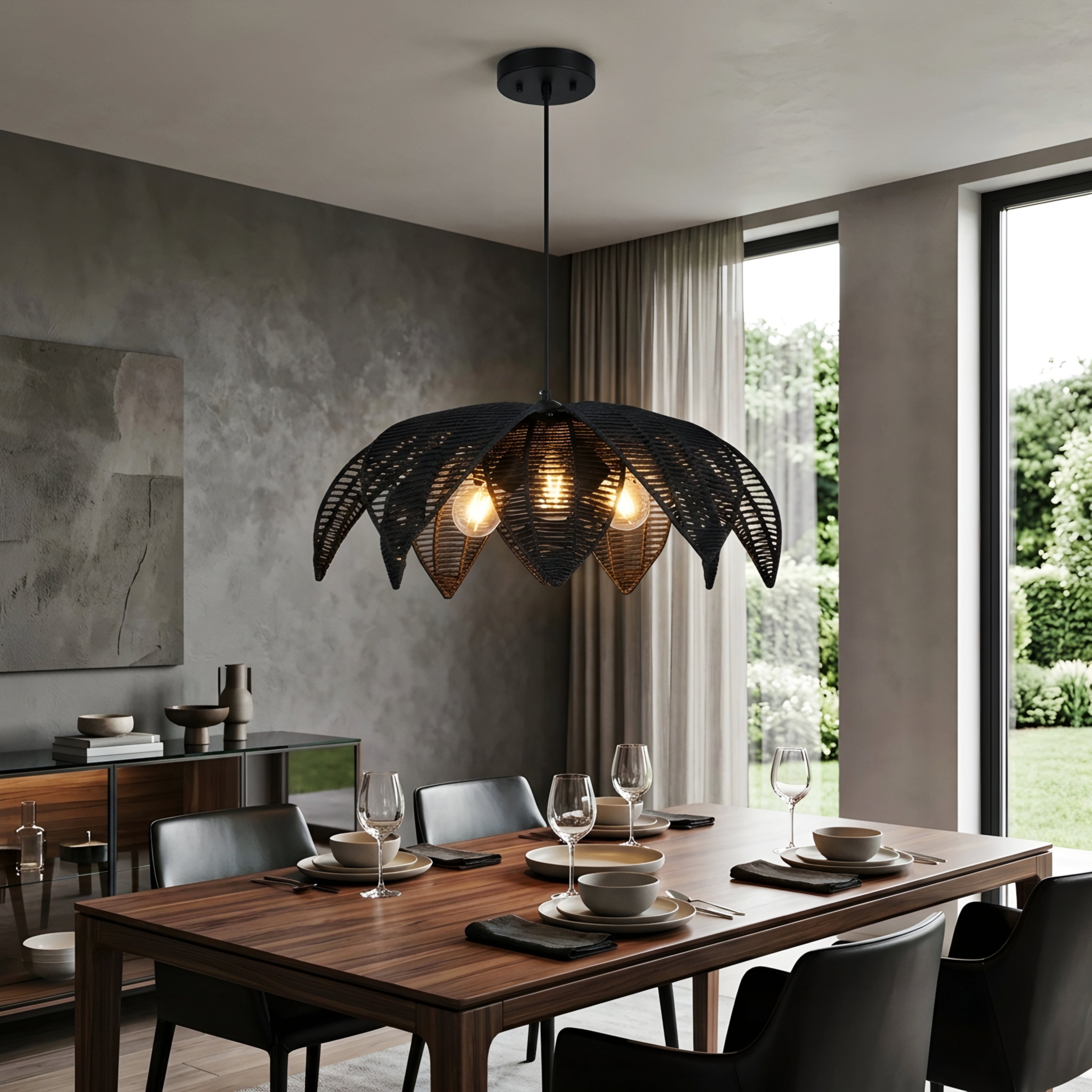 Petara Lotus Pendant Light – Gold Metal Leaf Ceiling Chandelier Living Room Bedroom Decorative Lighting