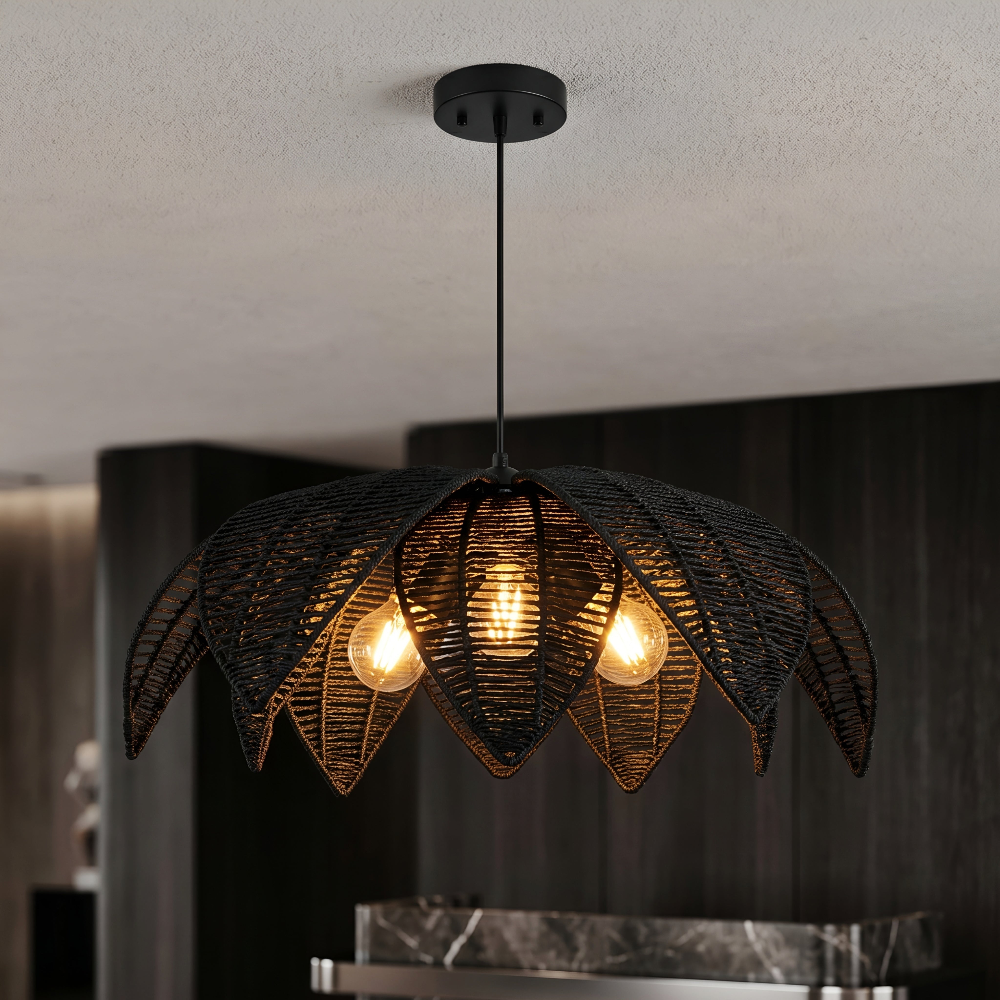 Petara Lotus Pendant Light – Gold Metal Leaf Ceiling Chandelier Living Room Bedroom Decorative Lighting