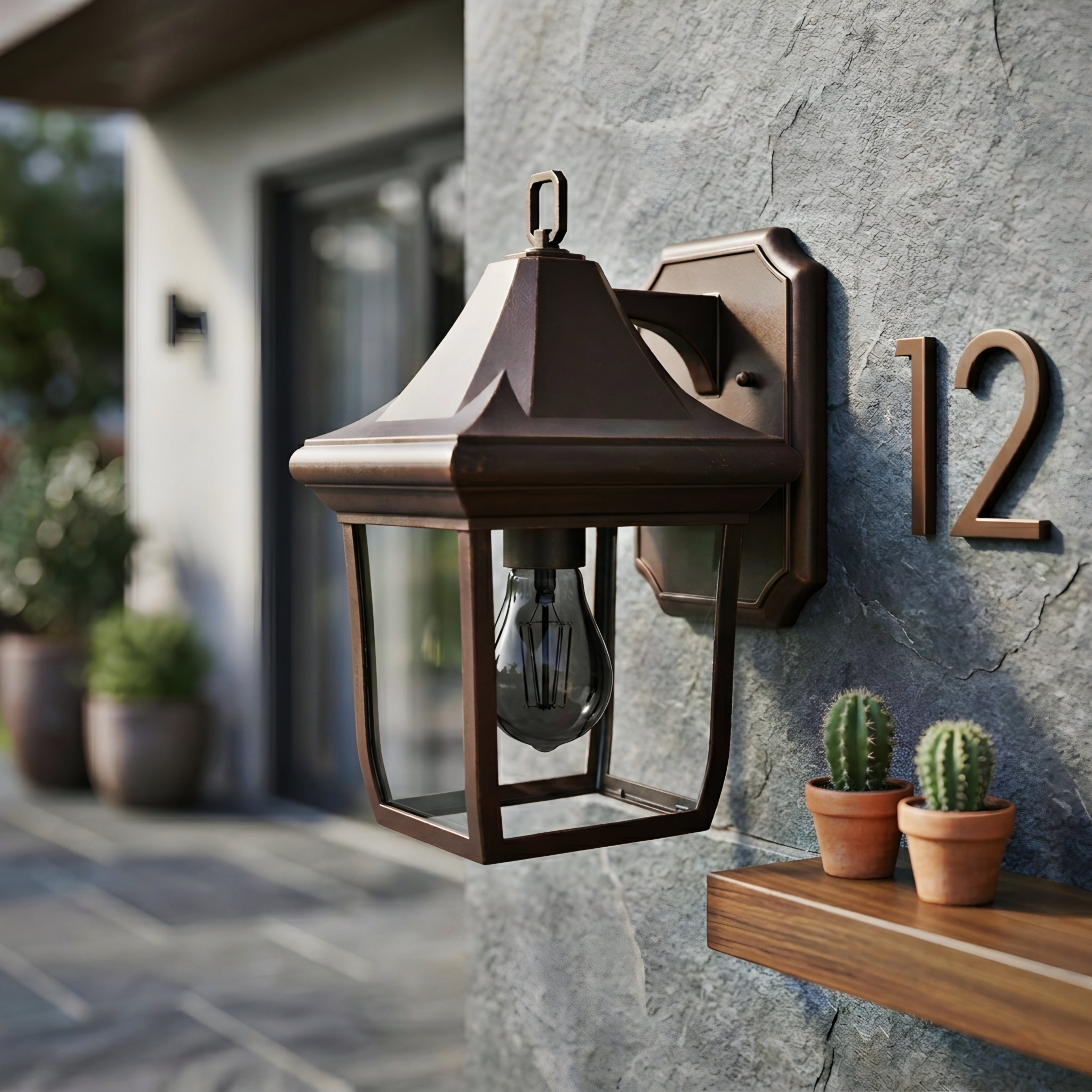 Harwick Manor Wall Sconce – Outdoor Bronze Lantern Light Porch Entryway Decorative Lighting