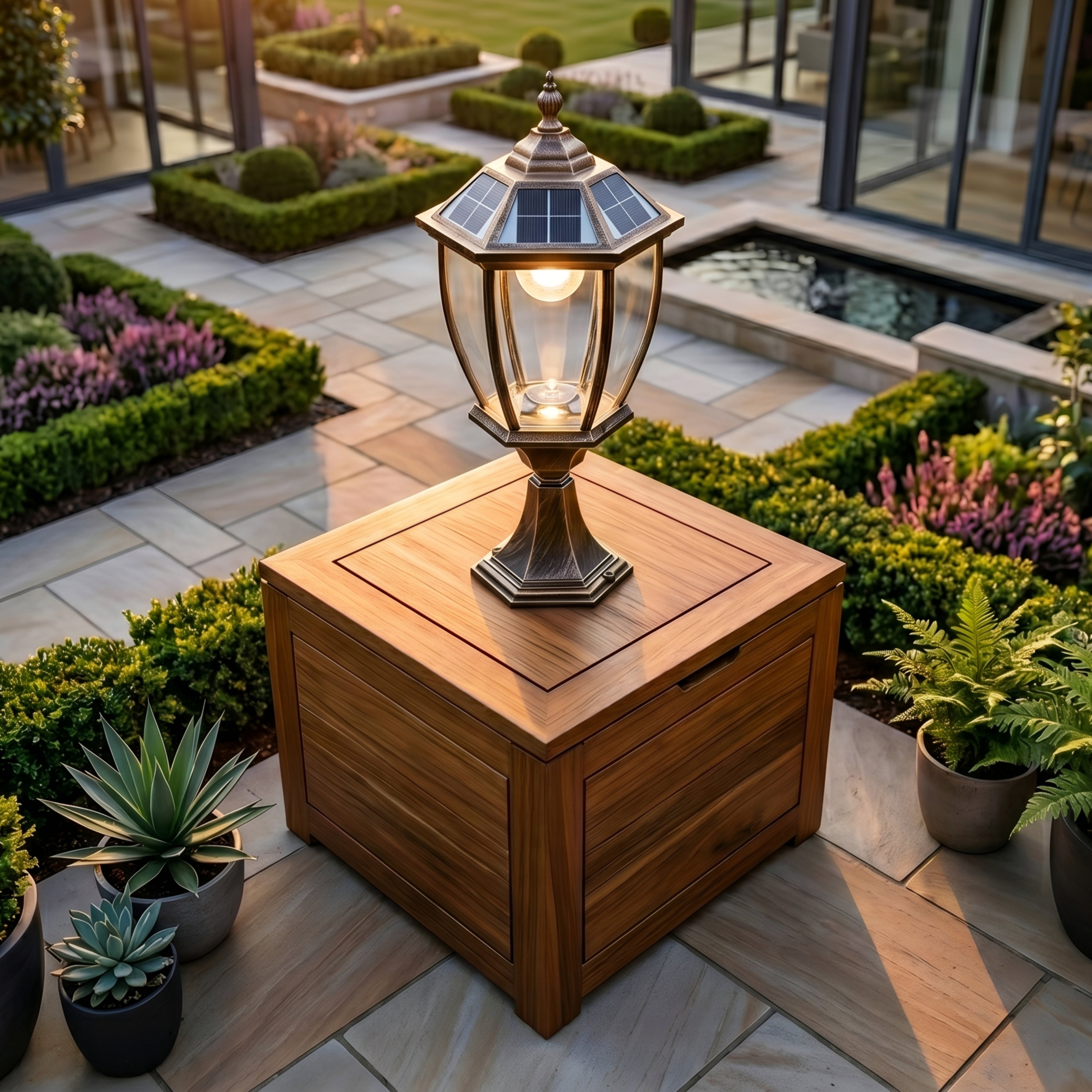 Heritance Solar Post Light – Outdoor Pillar Lantern Bronze Decorative Solar Powered Driveway Garden