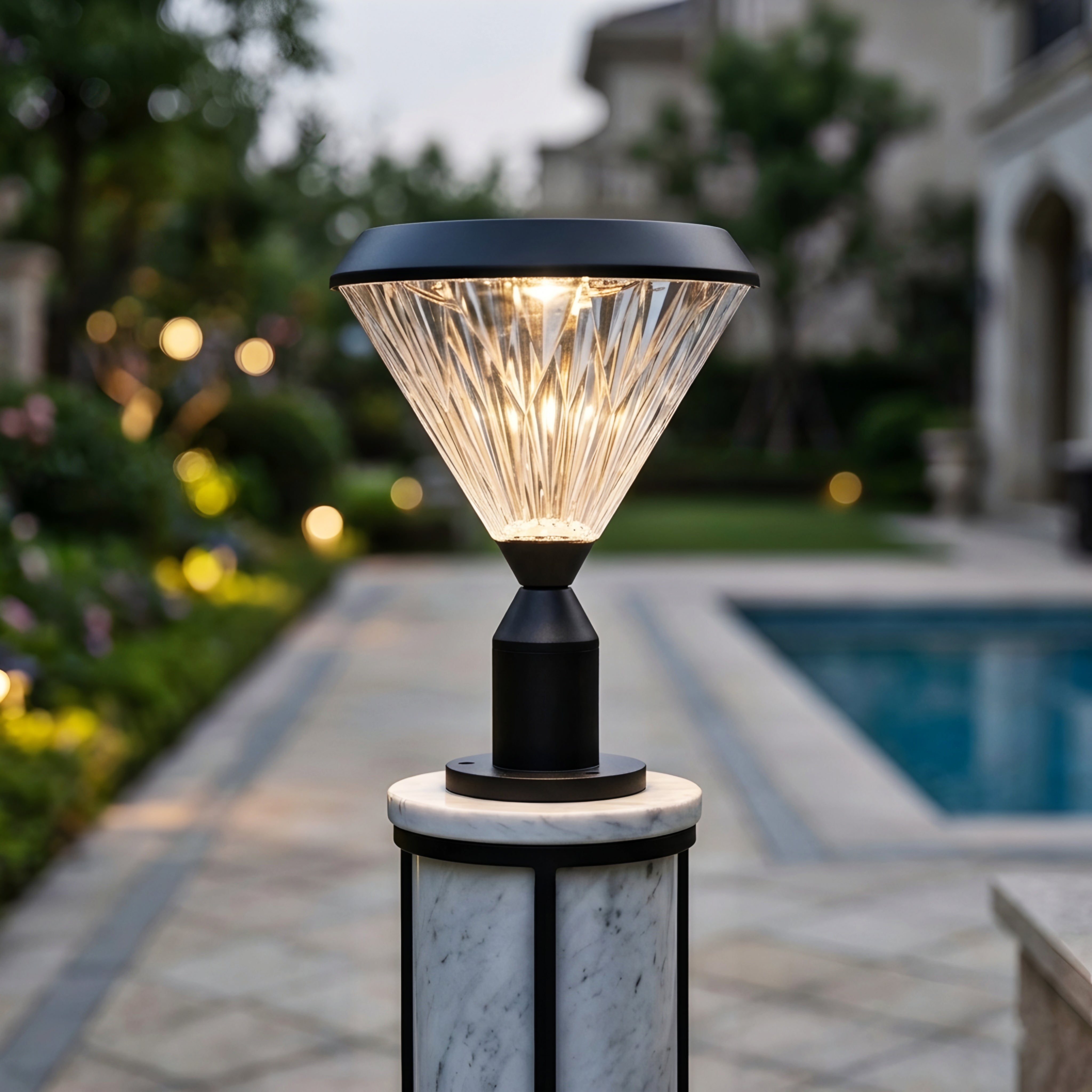 Prismar Solar Post Light – Outdoor Decorative Pillar Lamp LED Garden Pathway Driveway Lighting