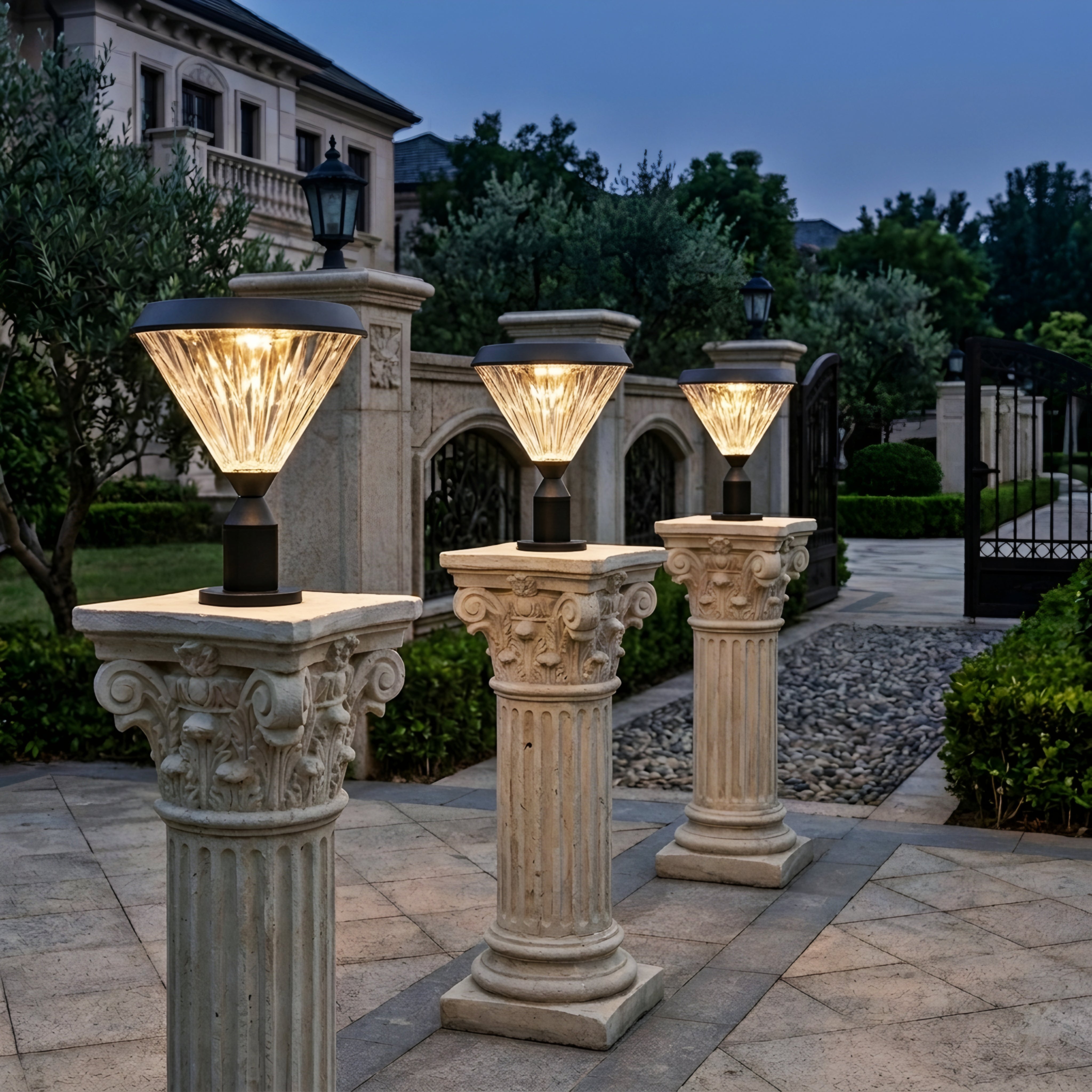 Prismar Solar Post Light – Outdoor Decorative Pillar Lamp LED Garden Pathway Driveway Lighting