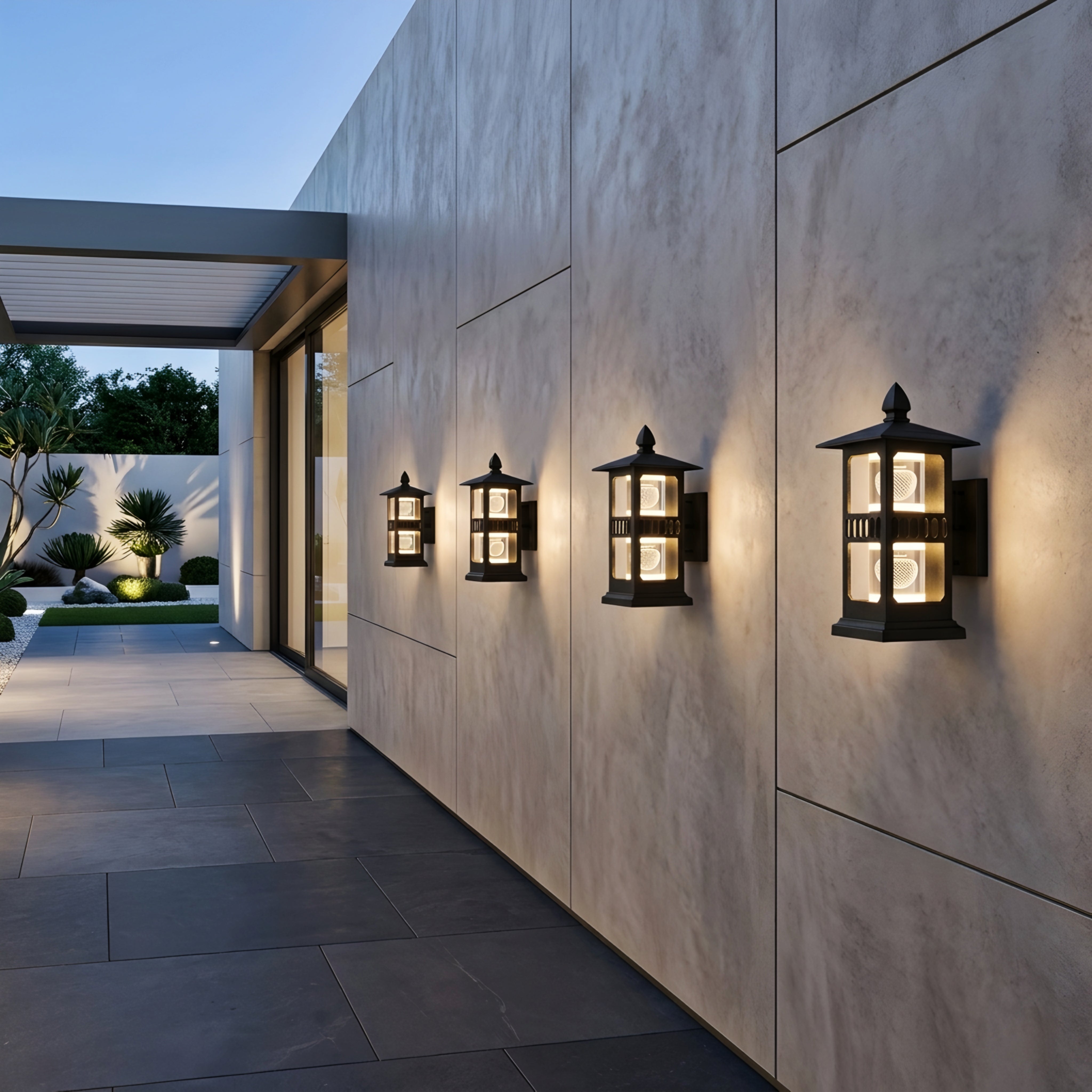 Hexton Pagoda Wall Sconce – Outdoor Wall Mounted Decorative Lantern Black Weatherproof Lighting Fixture