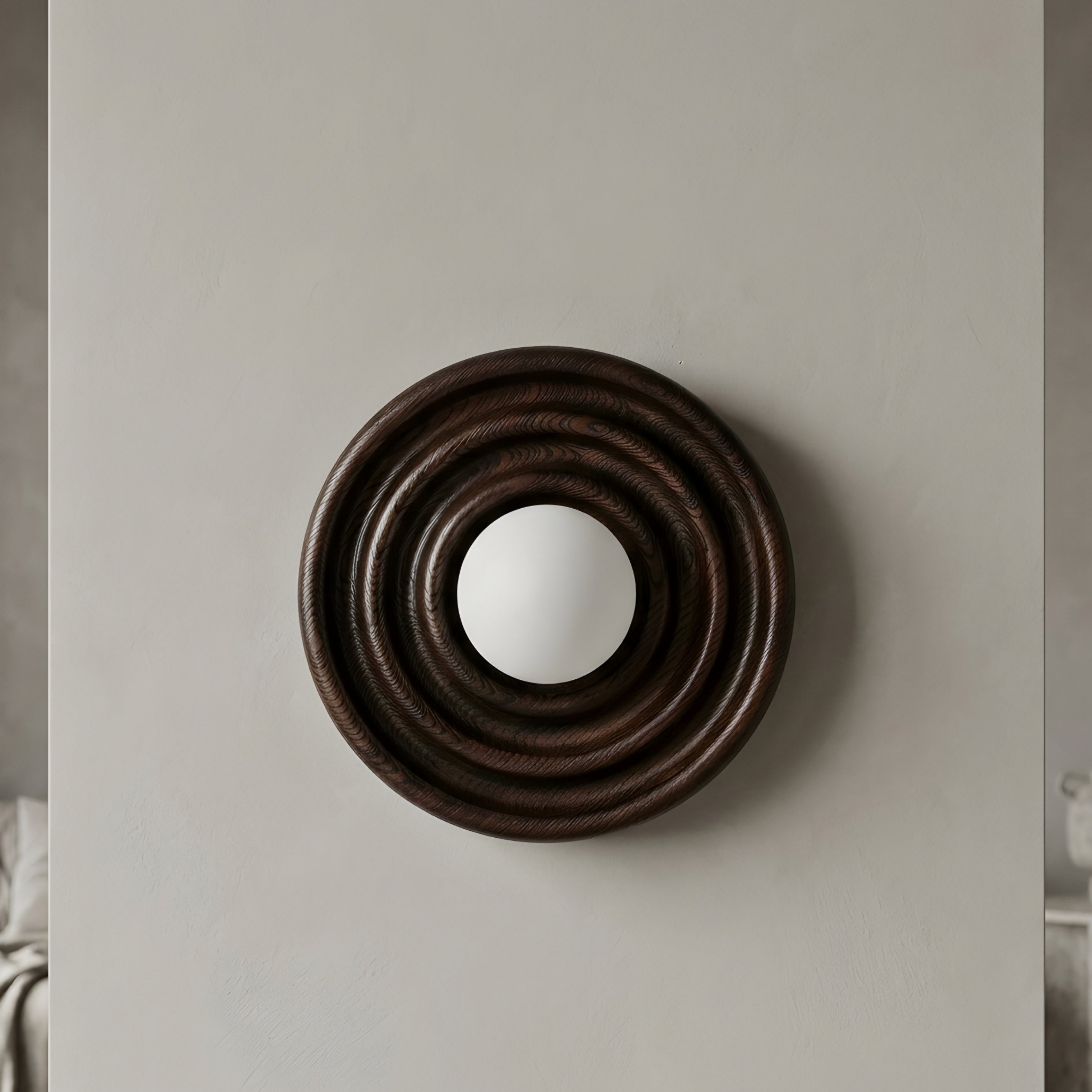 Stratum Ripple Wall Sconce – LED Warm Wood Carved Decorative Lighting Bedroom Living Room