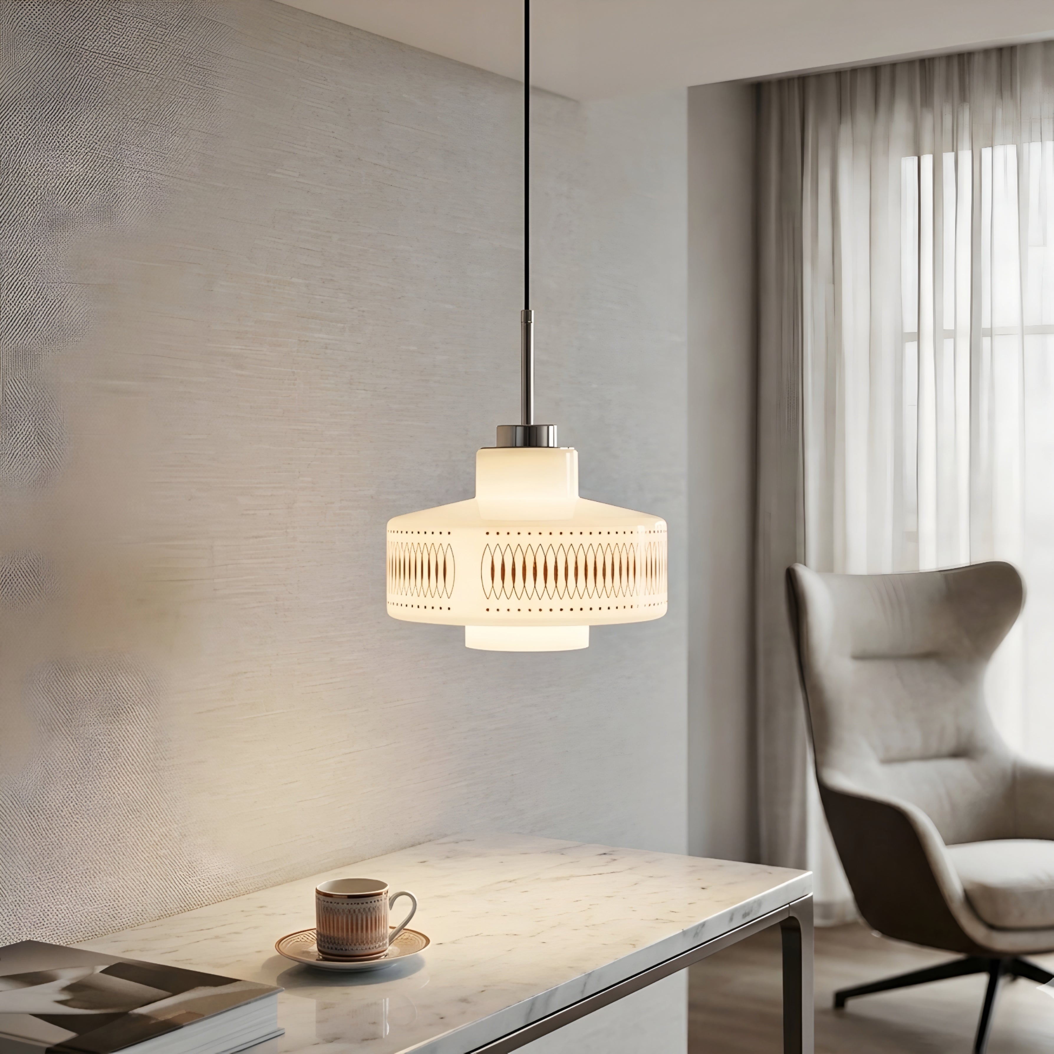 Cortina Tiered Pendant Light – Drum Ceiling Light Fixture Decorative Kitchen Island Dining Room Lighting