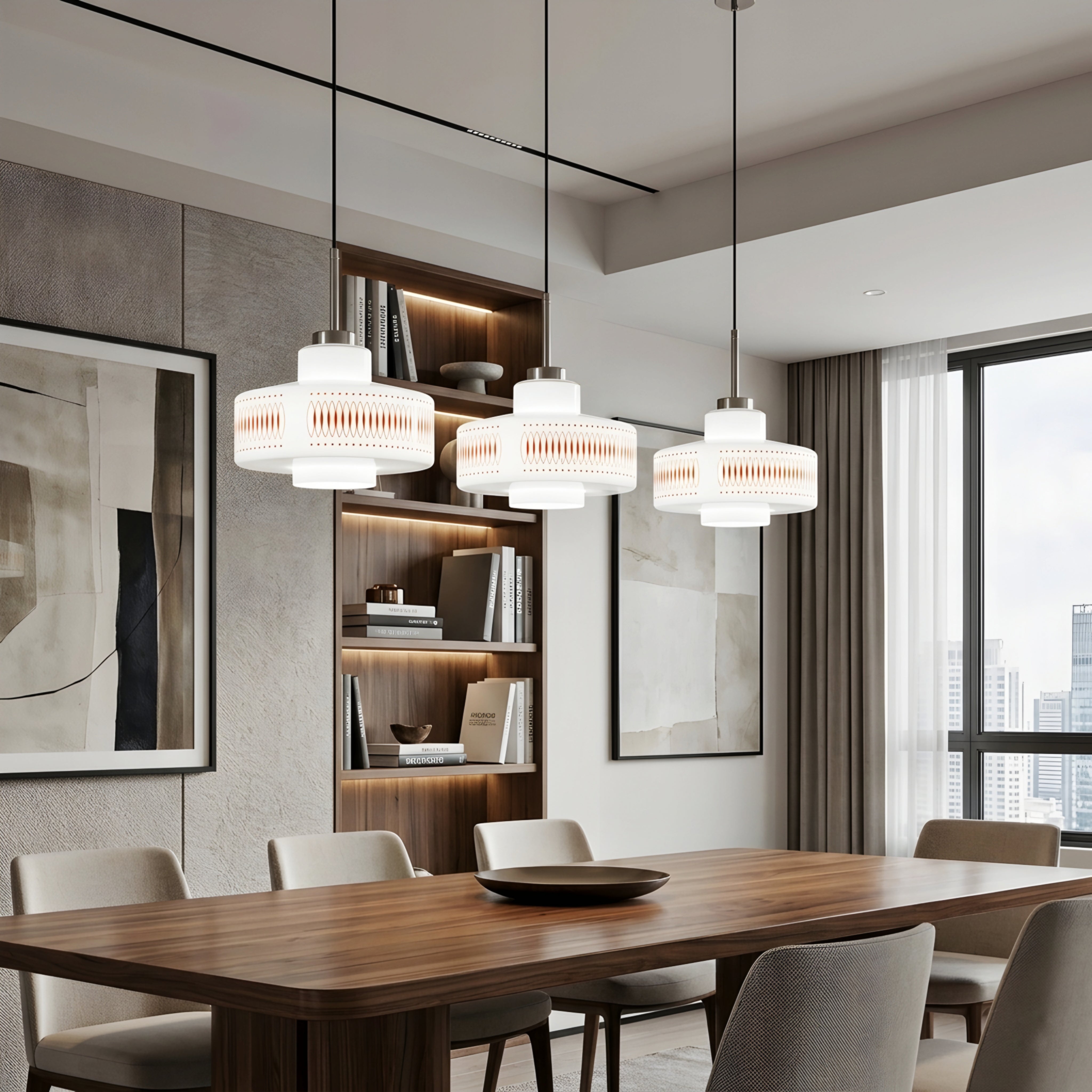 Cortina Tiered Pendant Light – Drum Ceiling Light Fixture Decorative Kitchen Island Dining Room Lighting
