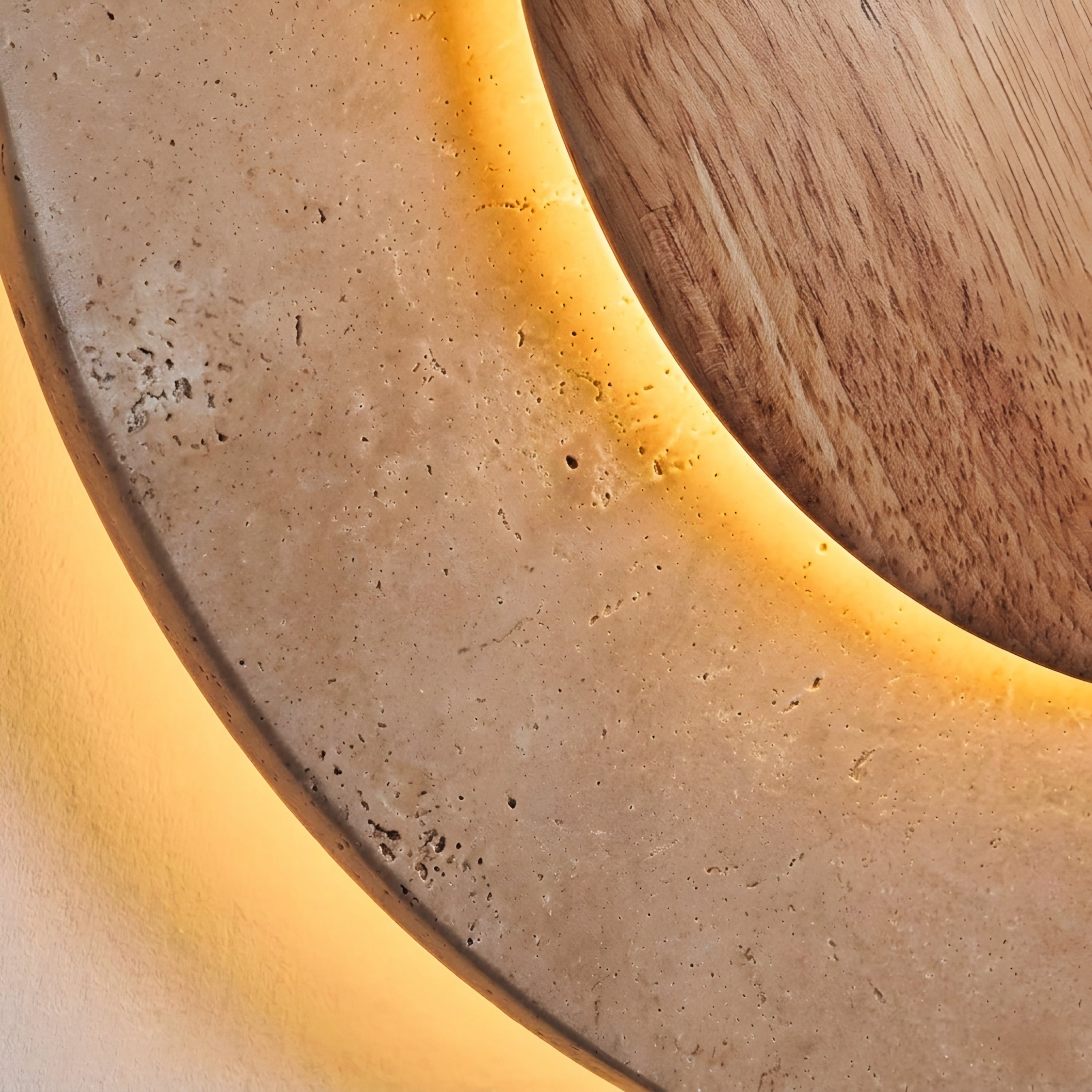 Orbica Travertine Wall Sconce – LED Modern Decorative Lighting Living Room Bedroom Natural Stone