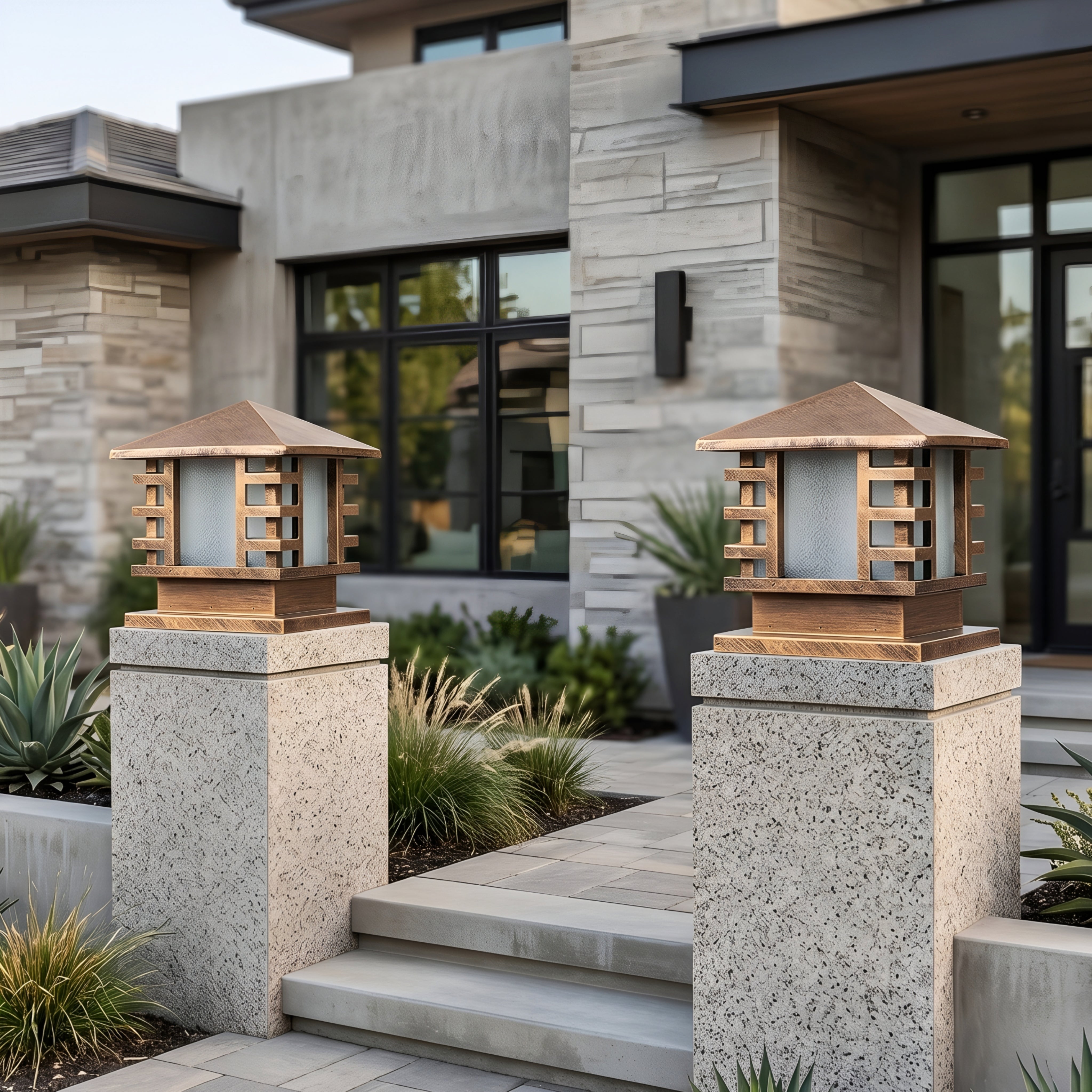 Kyoden Pillar Light – Outdoor Post Cap Lantern Square Black Metal Decorative Lighting Patio Driveway Gate