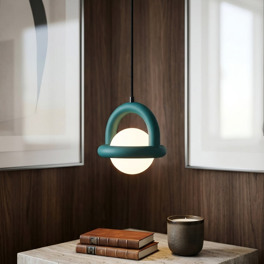 Helion Arc Pendant Light – Modern Black Metal Globe Sphere Hanging Ceiling Lighting Fixture Bedroom Dining Room