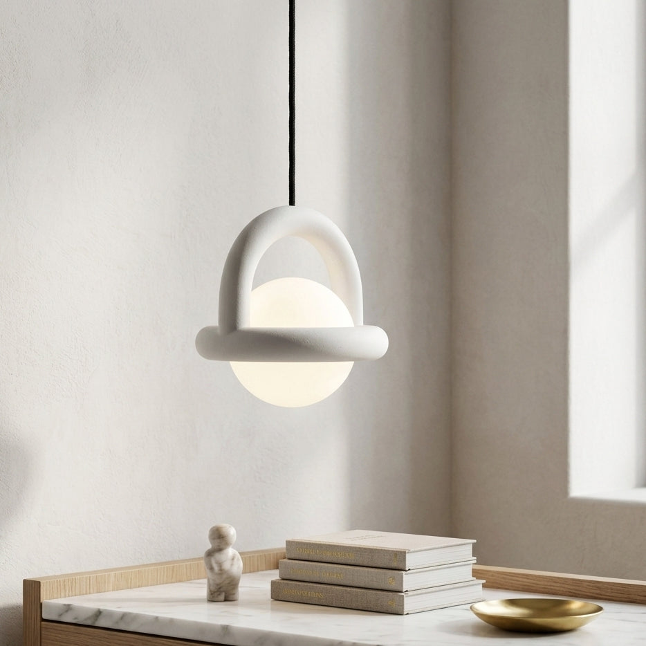 Helion Arc Pendant Light – Modern Black Metal Globe Sphere Hanging Ceiling Lighting Fixture Bedroom Dining Room
