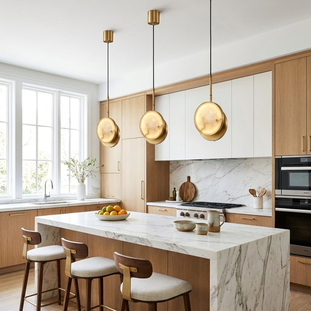 Orbiso Globe Pendant Light – Modern Brass LED Round Sphere Hanging Ceiling Fixture Dining Kitchen Island