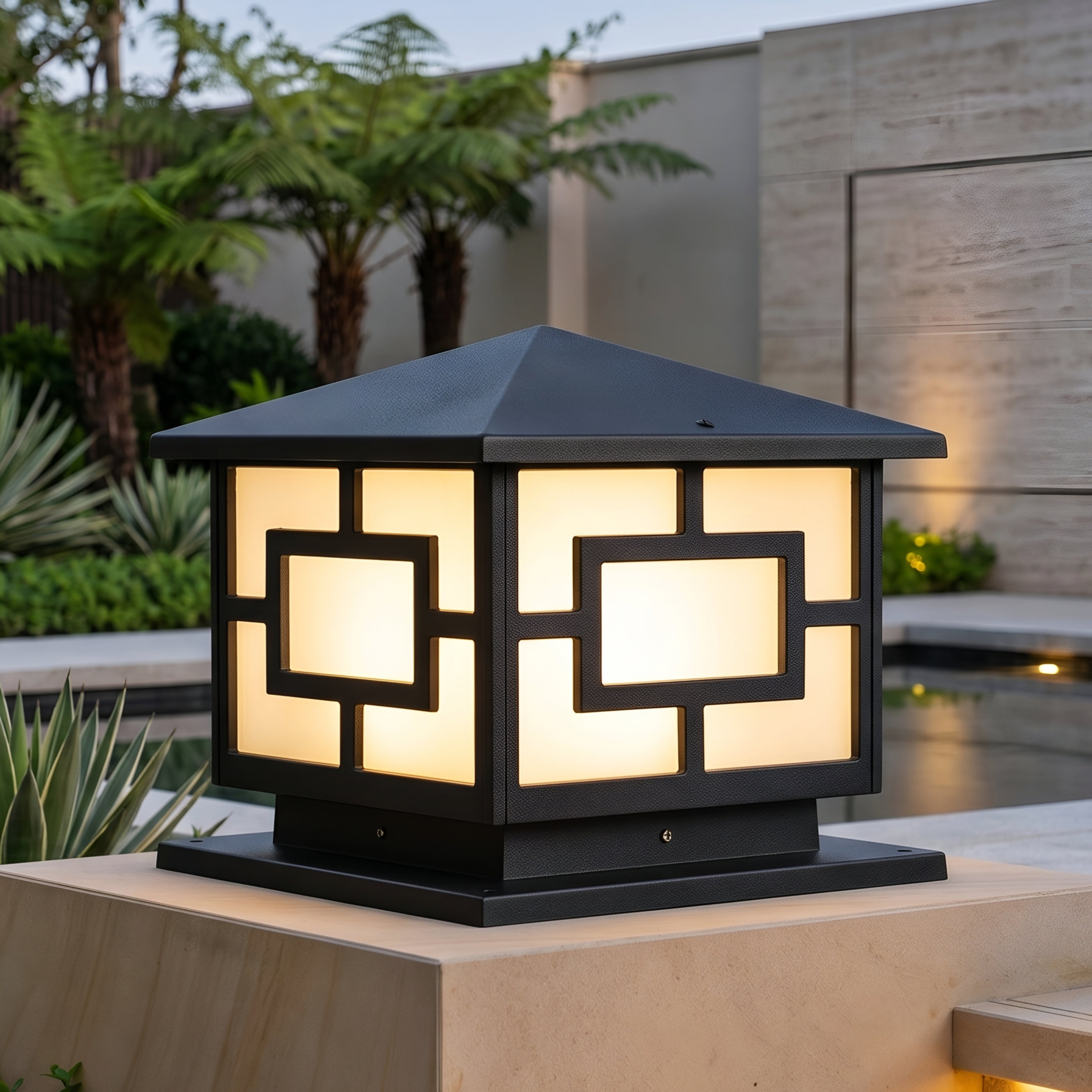 Kiato Pagoda Pillar Light – Outdoor Post Cap Lamp Bronze Decorative Lighting Asian Garden Pier Mount