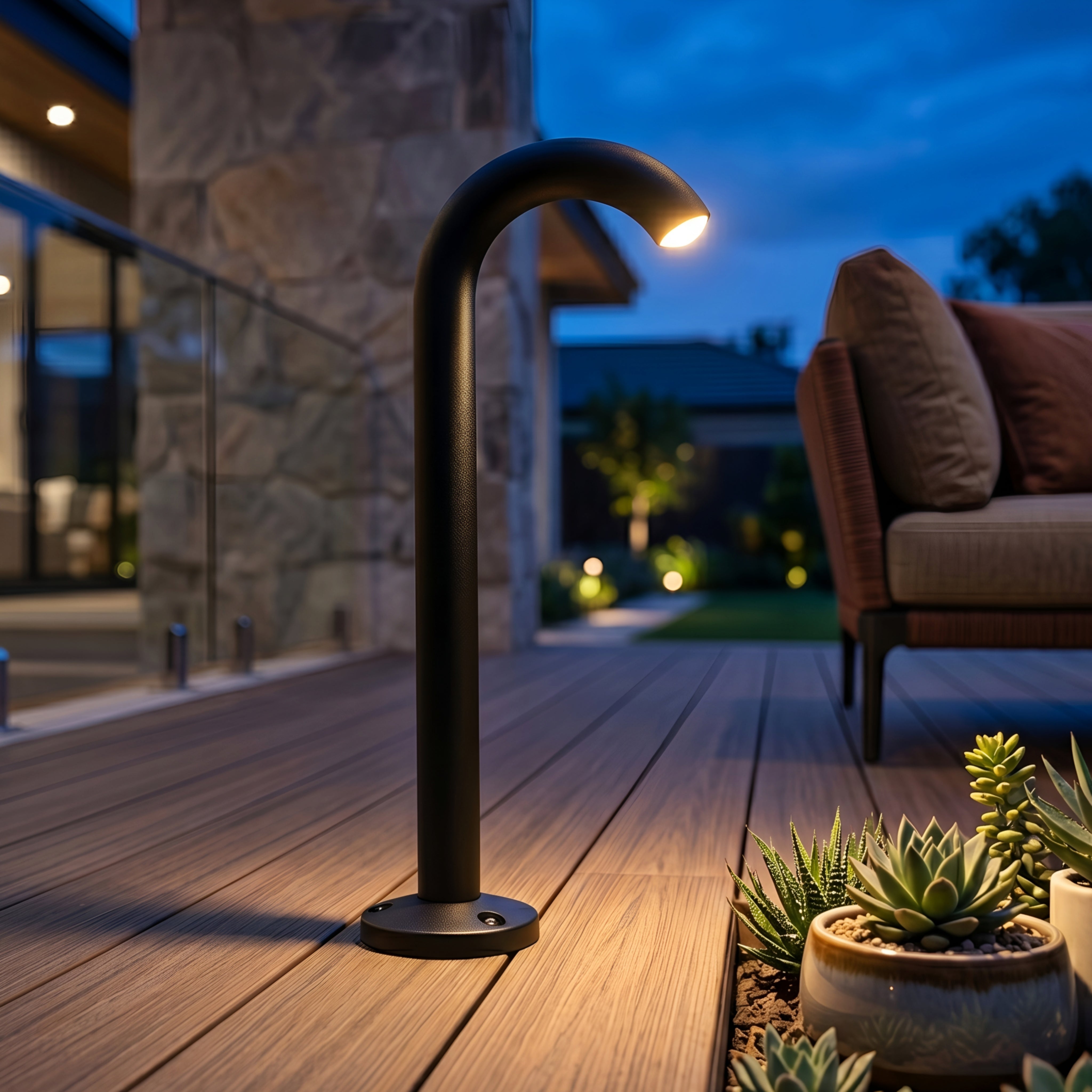 Cravox Bollard Light – LED Outdoor Pathway Lighting Modern Black Metal Garden Landscape Lamp