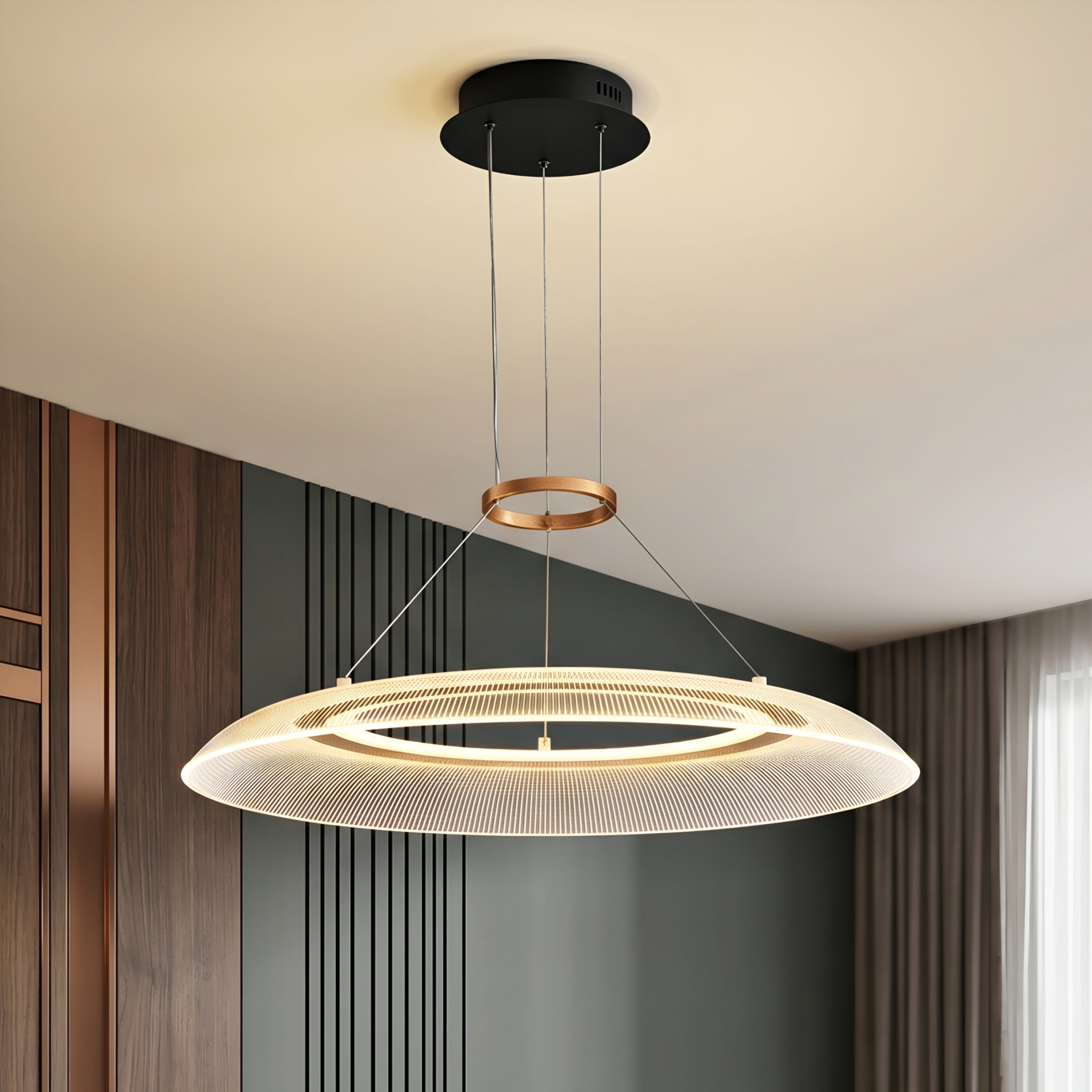 Orbix Dual Ring Chandelier – LED Modern Circular Pendant Light Dining Room Living Room Ceiling Decorative Lighting