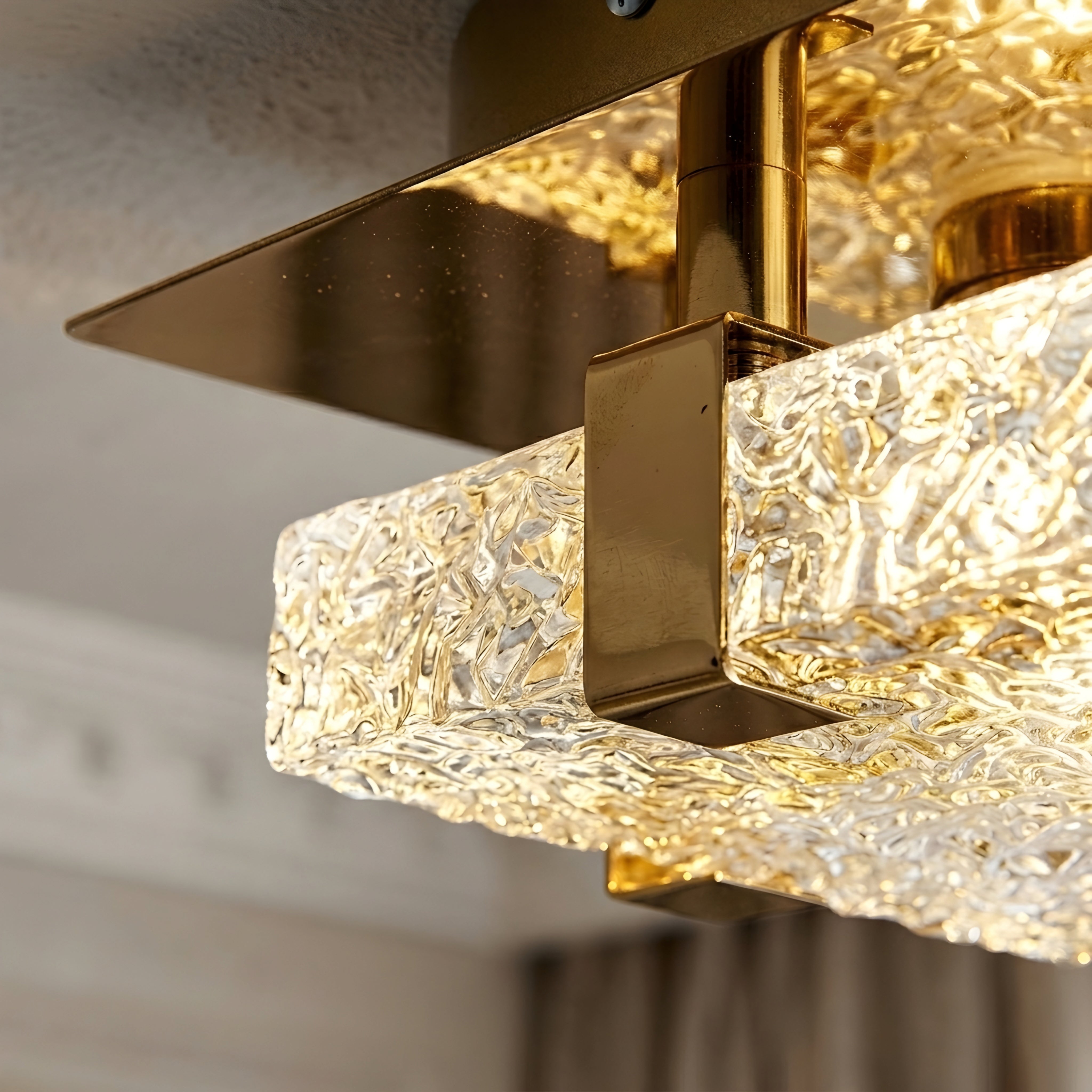 Zivo Square Flush Mount Ceiling Light – LED Crystal Glass Decorative Lighting Living Room Bedroom Hallway