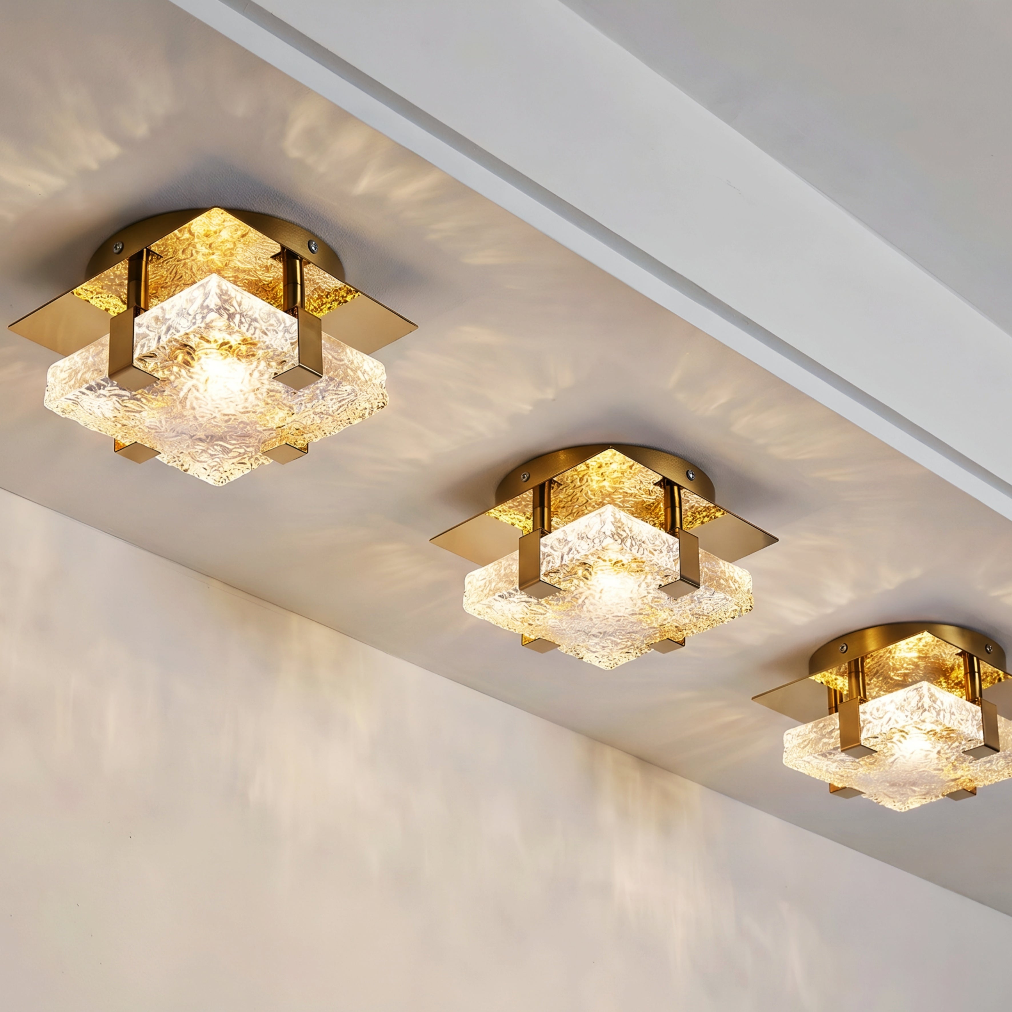 Zivo Square Flush Mount Ceiling Light – LED Crystal Glass Decorative Lighting Living Room Bedroom Hallway