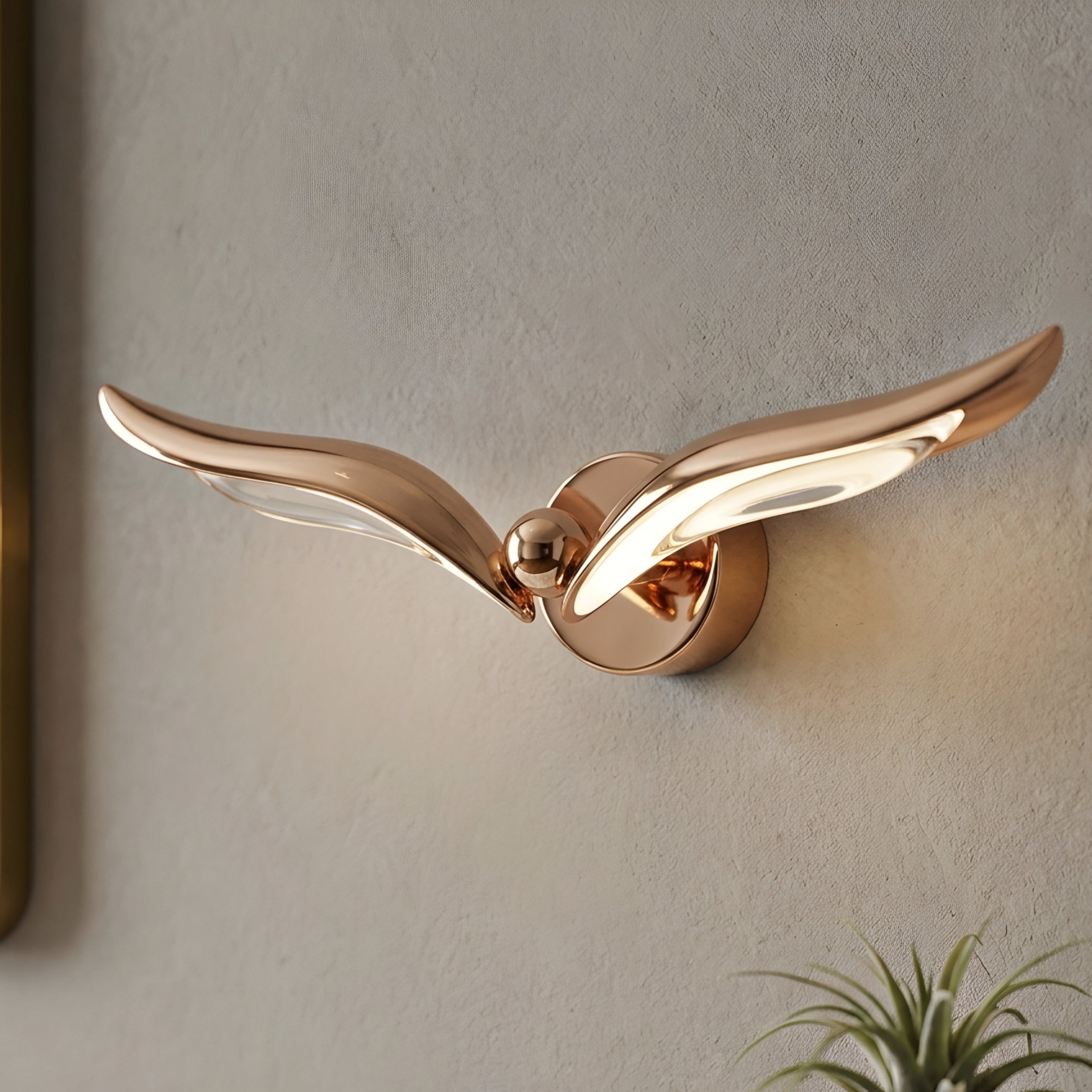 Aldaris Seagull Wall Sconce – Rose Gold Metal Bird Decorative Lighting Living Room Bedroom Entryway